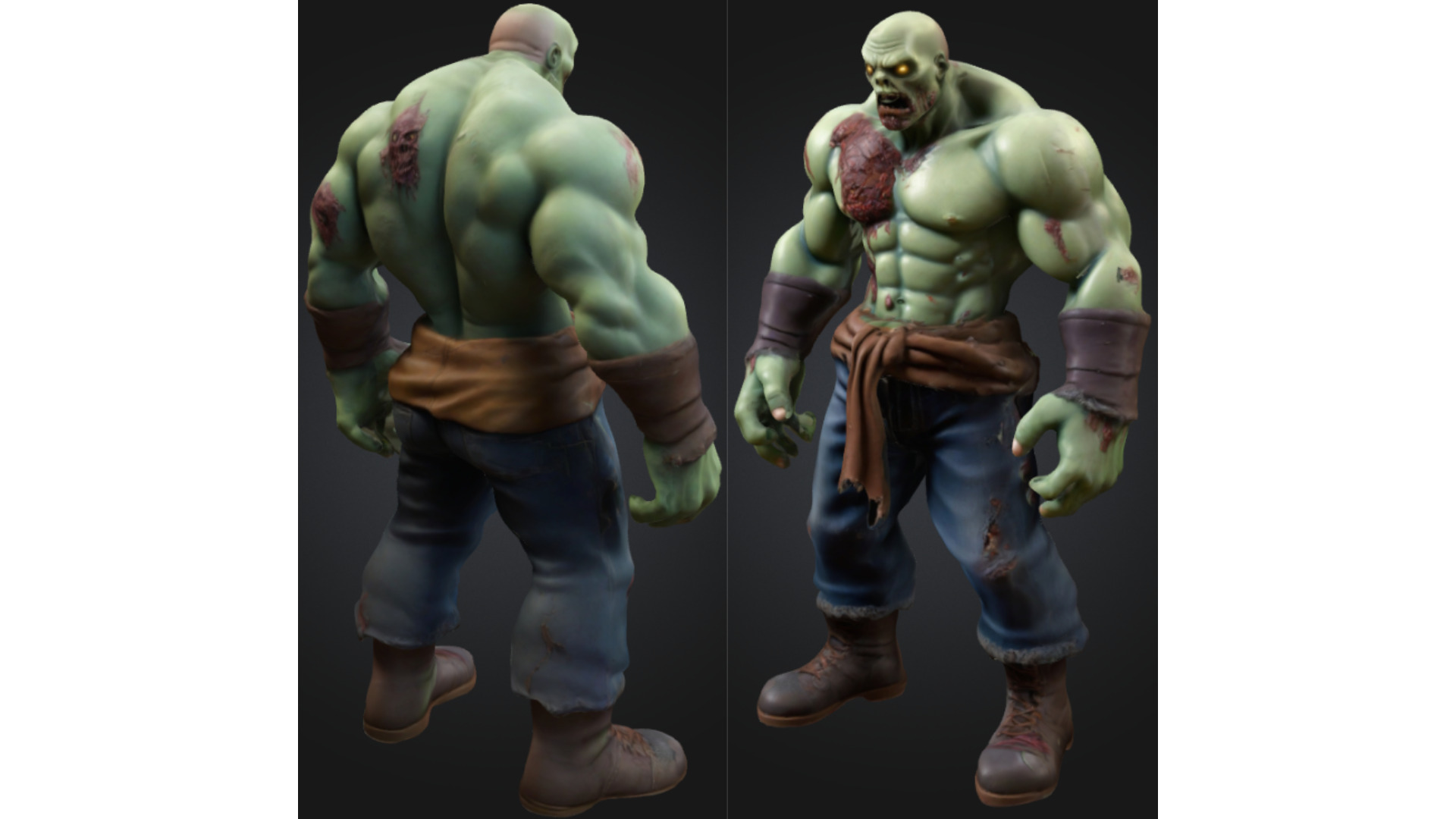 Mutated Zombie Warrior Low-poly 3D model_2