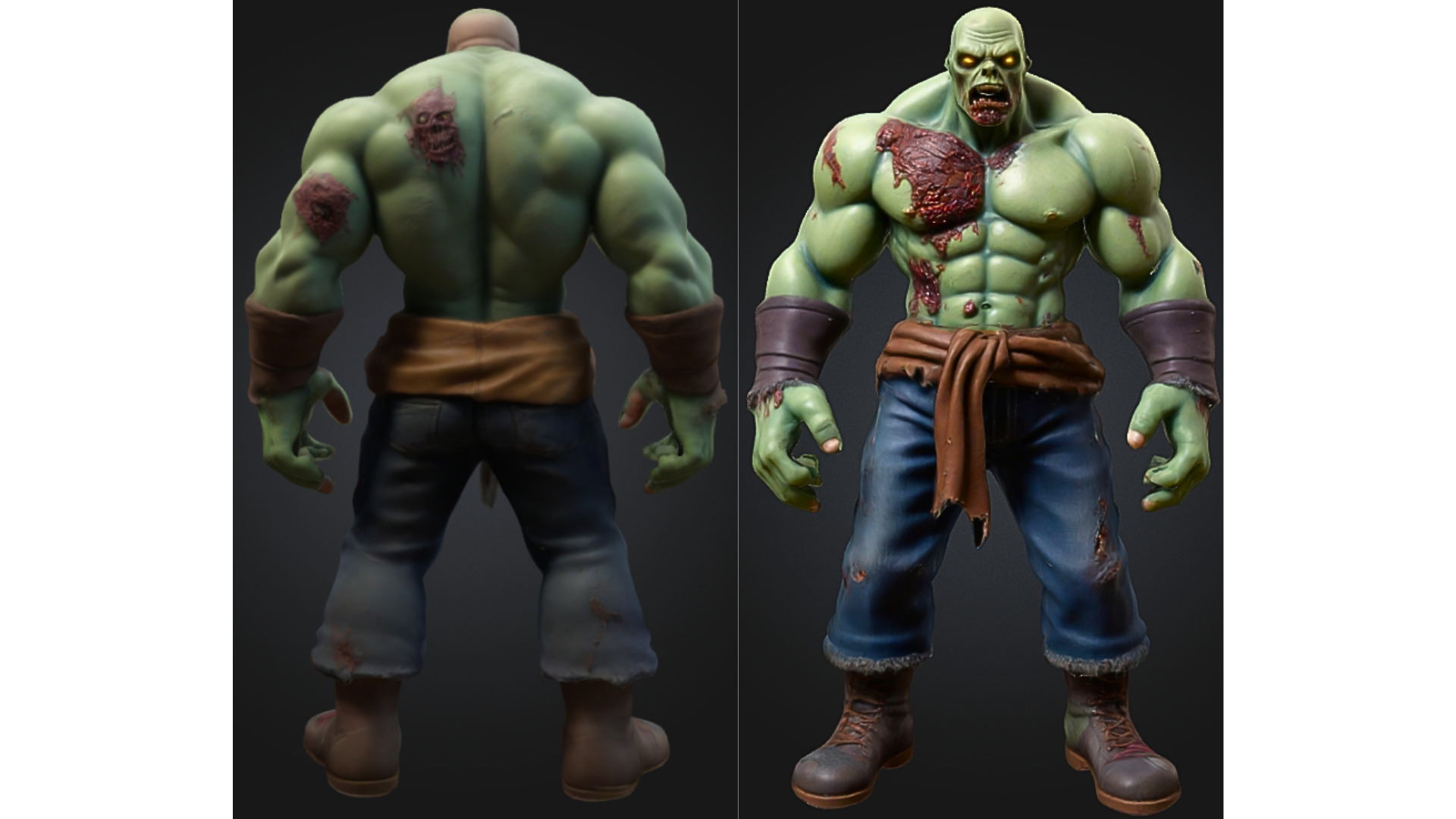 Mutated Zombie Warrior Low-poly 3D model_1