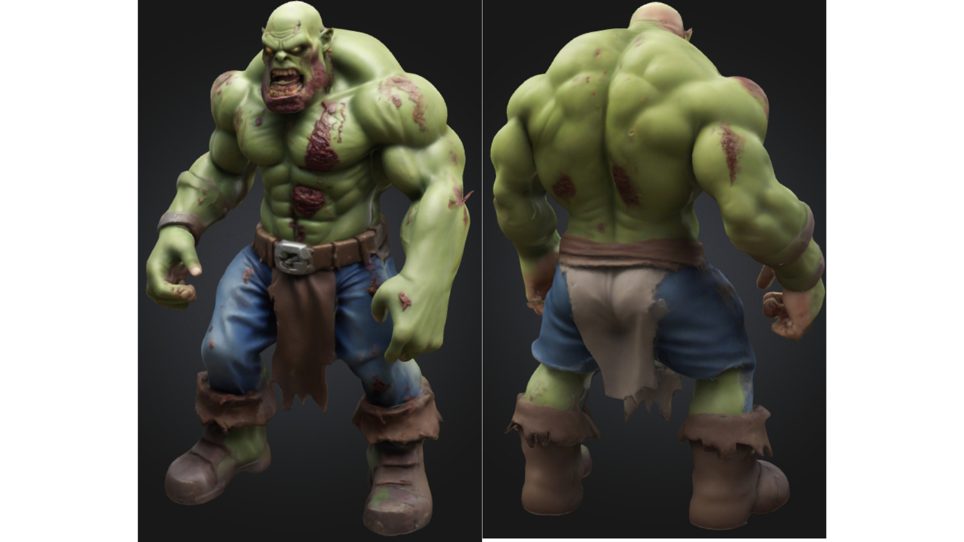 Ravaged Orc Zombie Stylized Undead RPG Fantasy Character Low-poly 3D model_2