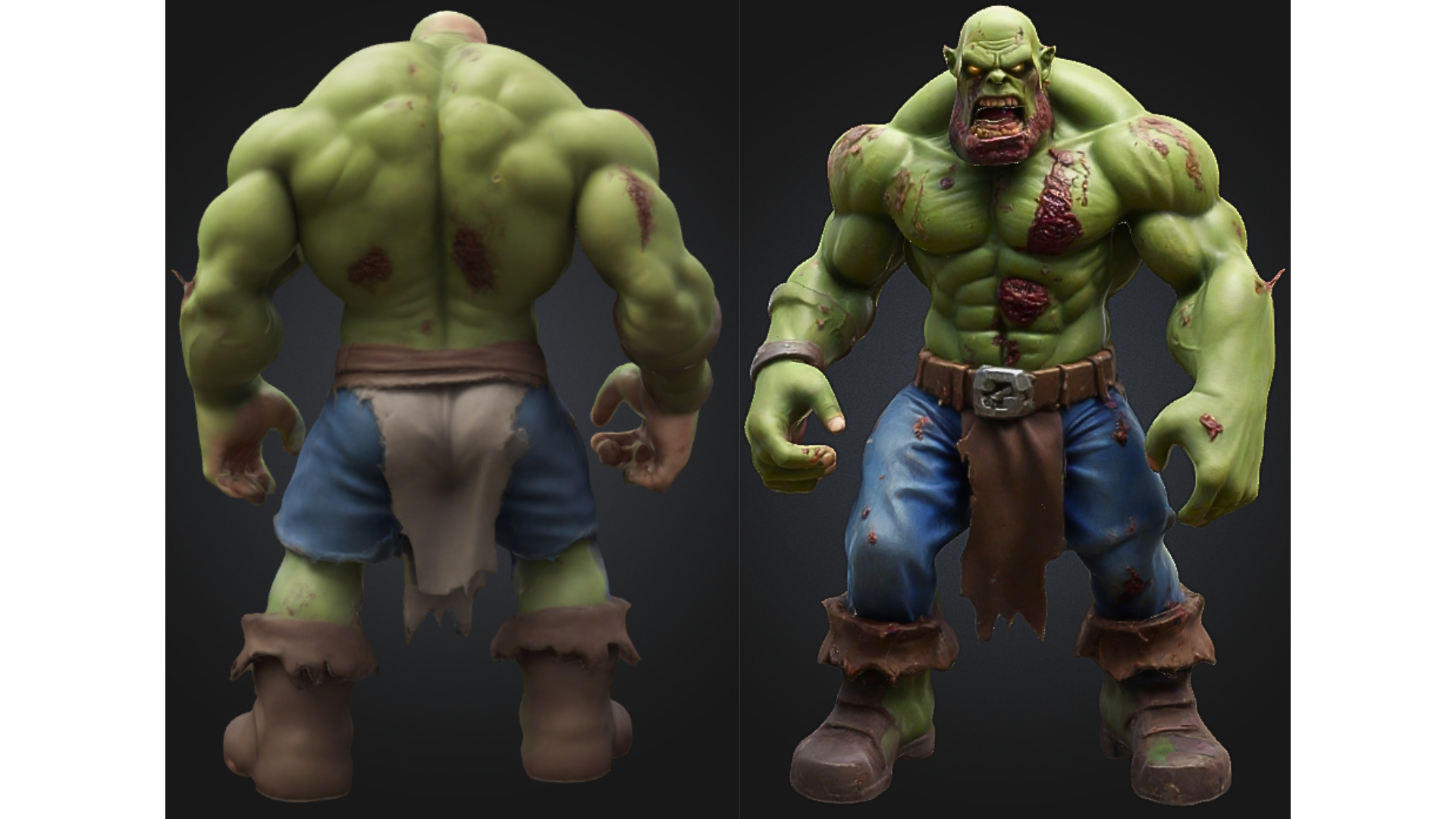 Ravaged Orc Zombie Stylized Undead RPG Fantasy Character Low-poly 3D model_1