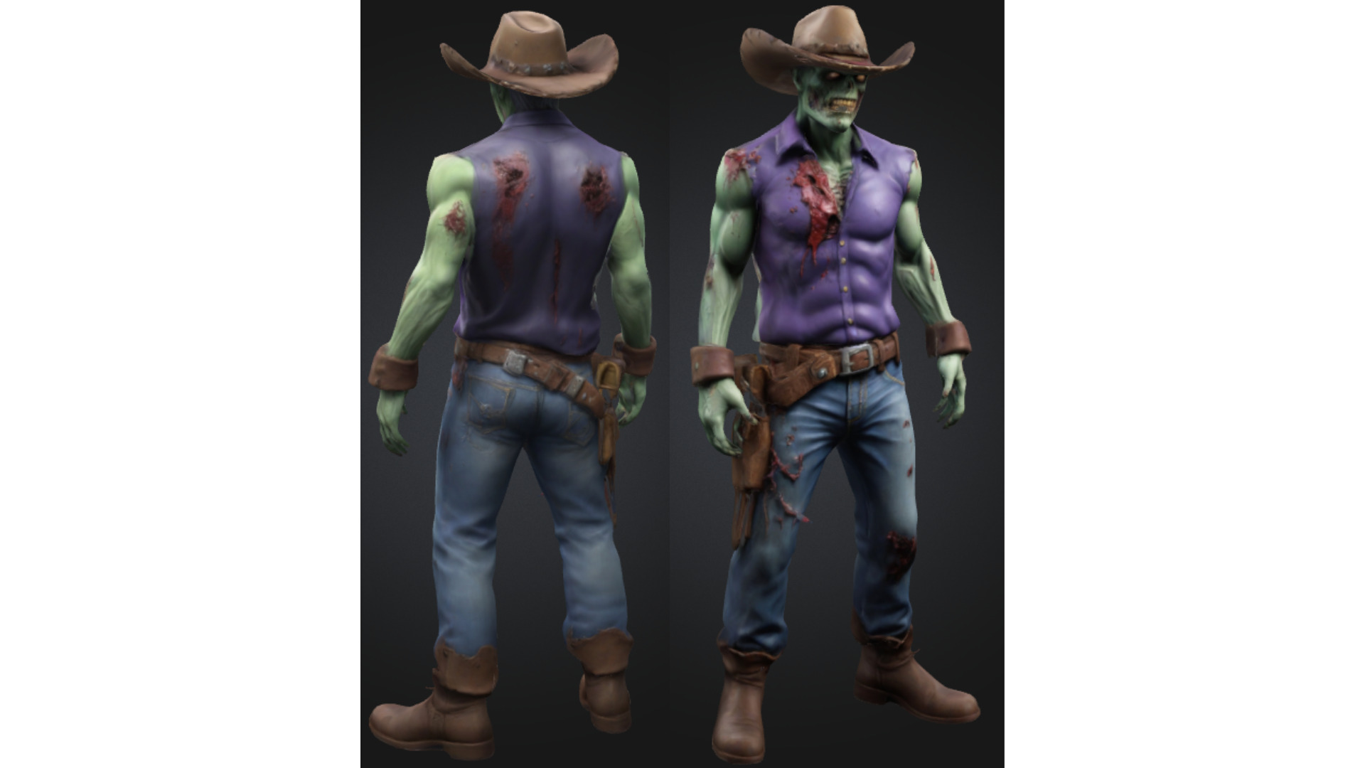 Undead Cowboy Stylized Zombie Sheriff Low-poly 3D model_2