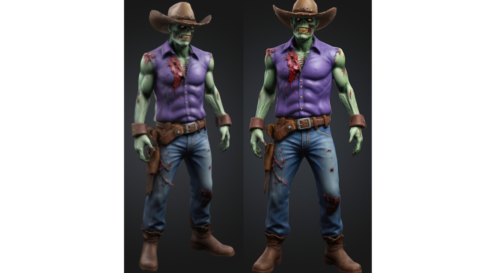 Undead Cowboy Stylized Zombie Sheriff Low-poly 3D model_3