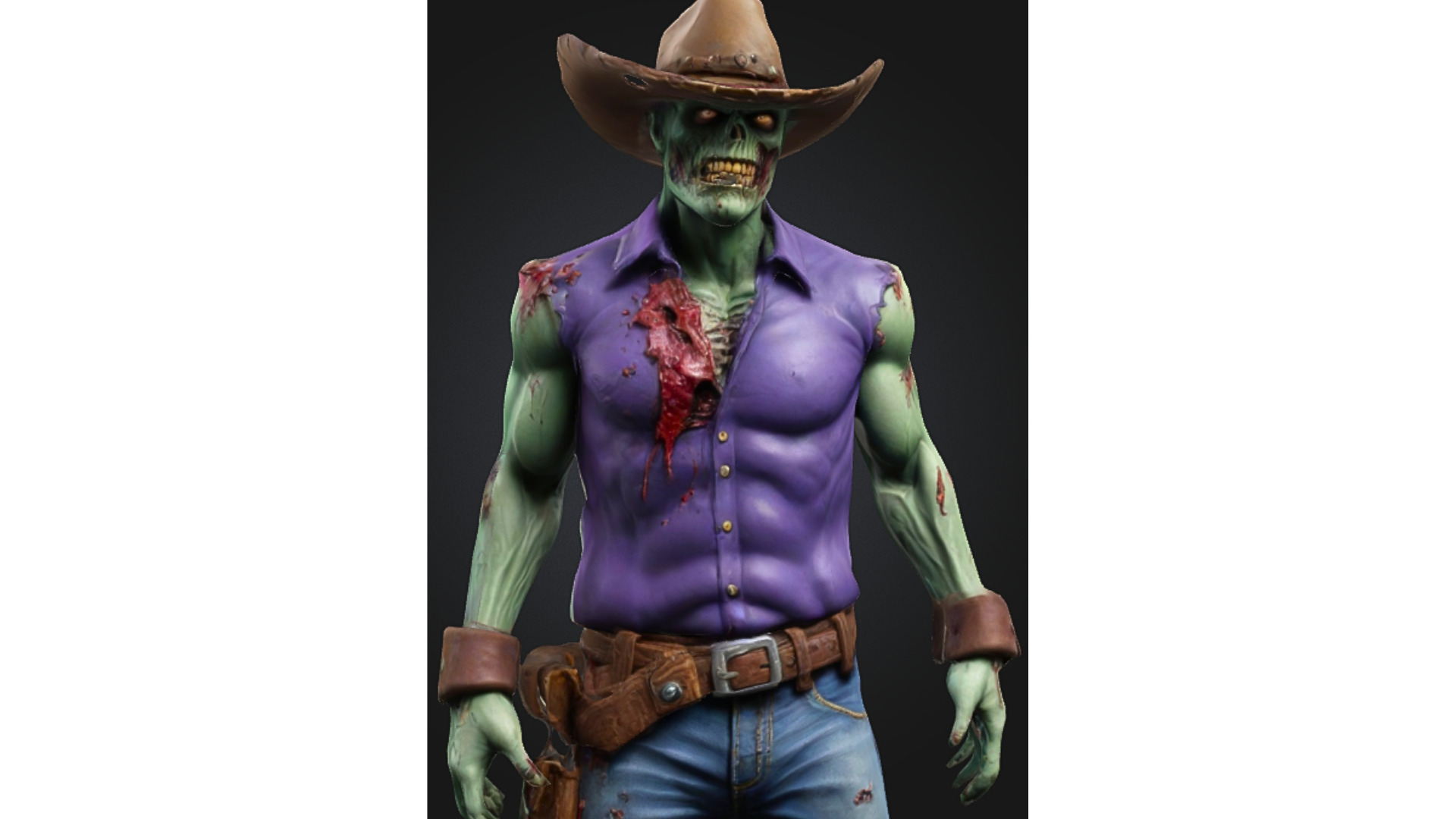 Undead Cowboy Stylized Zombie Sheriff Low-poly 3D model_4