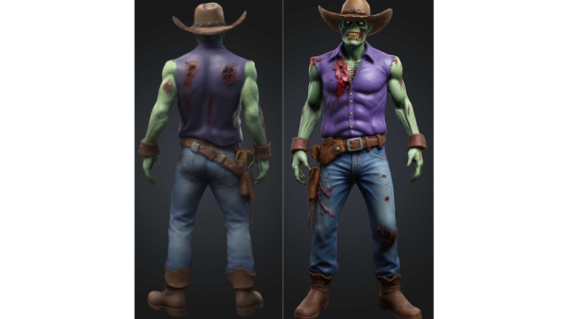 Undead Cowboy Stylized Zombie Sheriff Low-poly 3D model_1