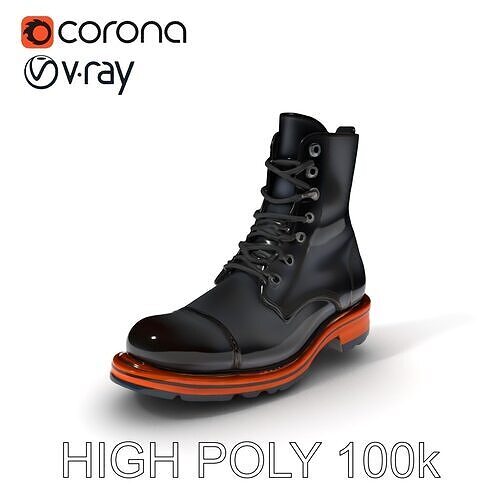 Leather Boot Model Pack with Detailed Textures Low-poly 3D model