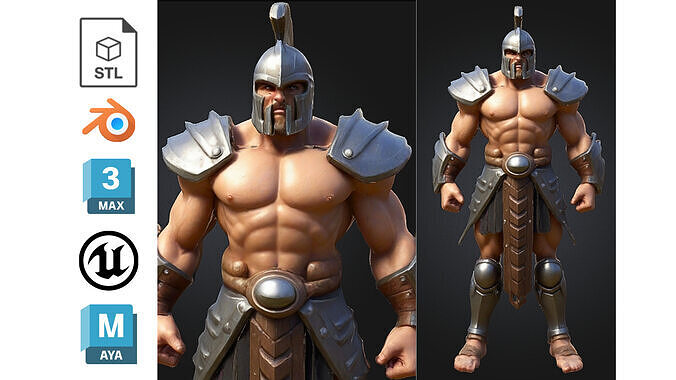 Stylized Roman Warrior Soldier Gladiator Low-poly 3D model