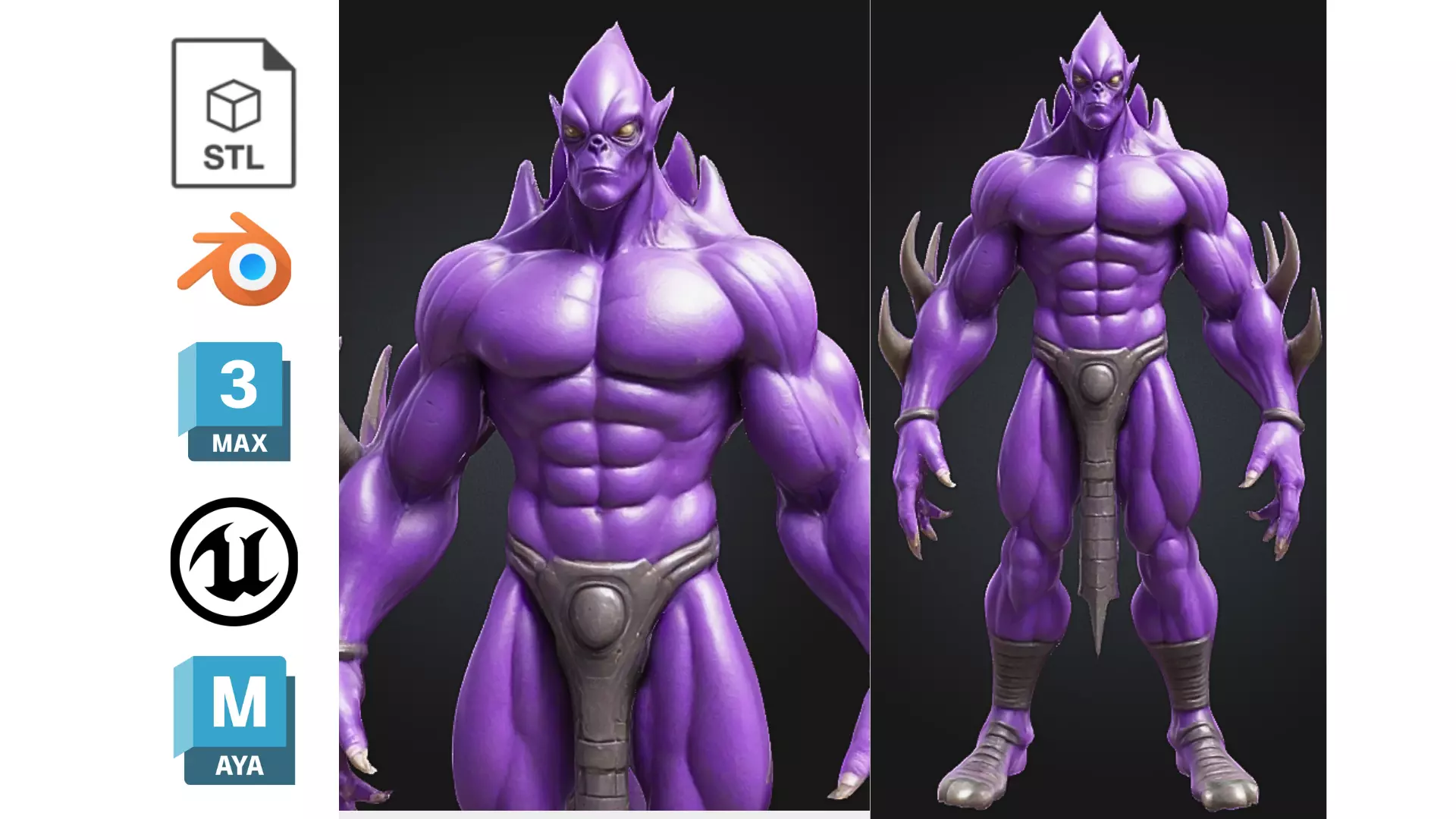 Stylized Alien Demon Warrior Low-poly 3D model_0