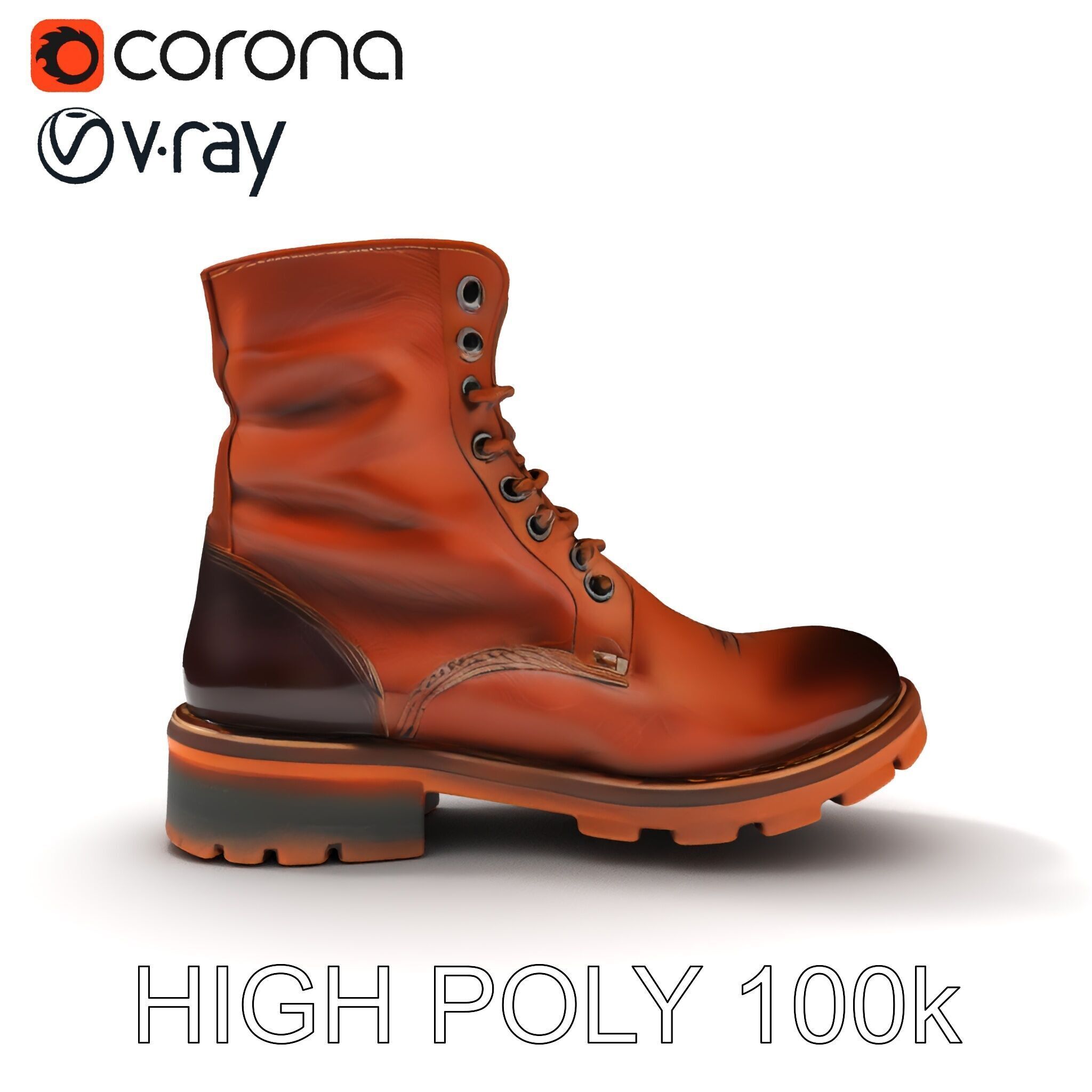 Leather Boot Model Pack for Realistic Rendering Low-poly 3D model_30