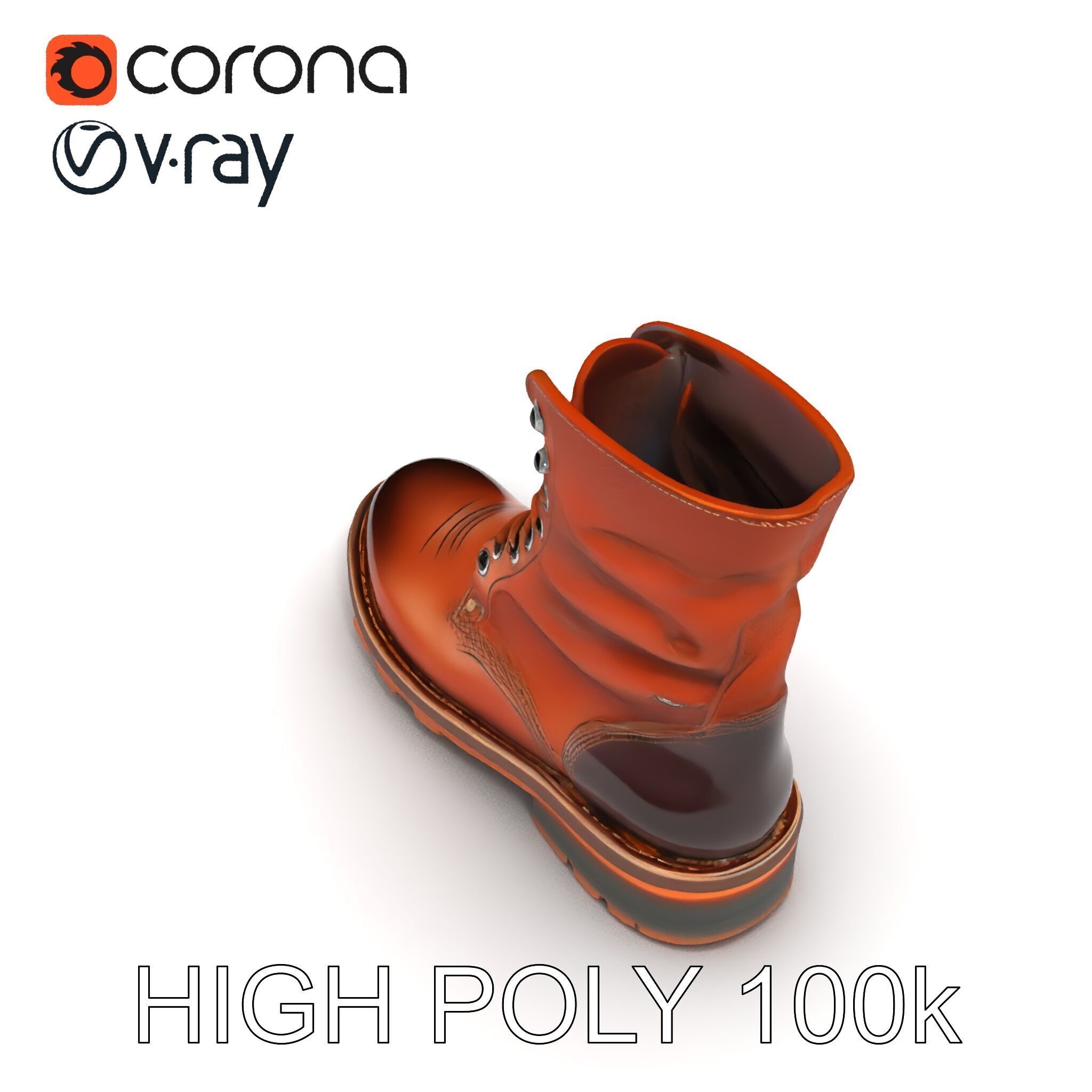 Leather Boot Model Pack for Realistic Rendering Low-poly 3D model_11
