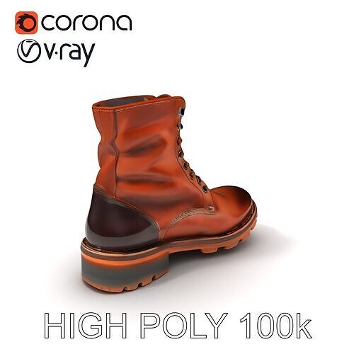 Leather Boot Model Pack for Realistic Rendering Low-poly 3D model