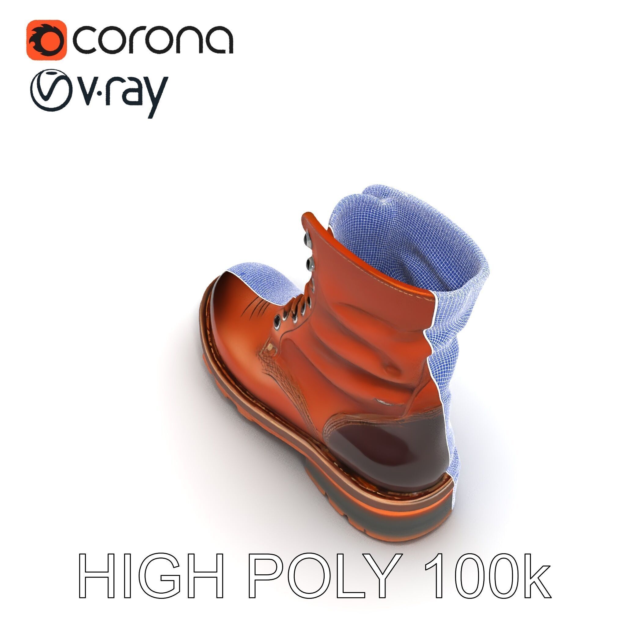 Leather Boot Model Pack for Realistic Rendering Low-poly 3D model_19