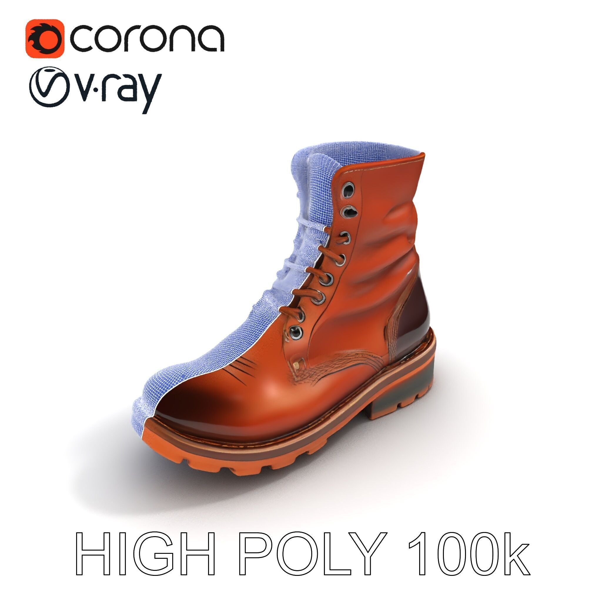 Leather Boot Model Pack for Realistic Rendering Low-poly 3D model_35