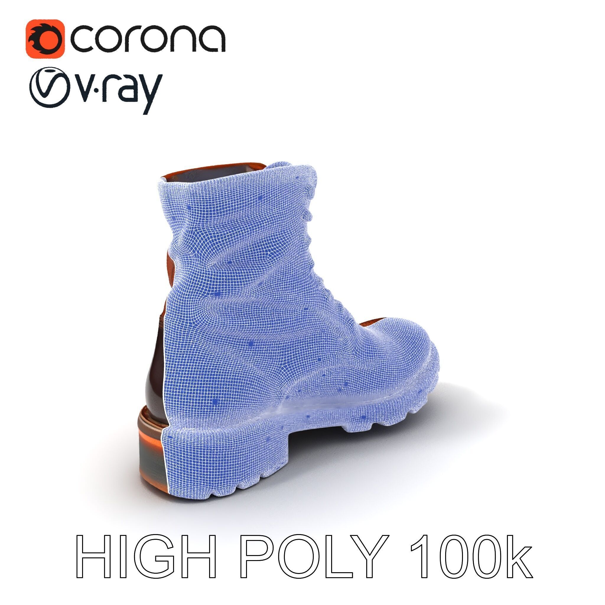 Leather Boot Model Pack for Realistic Rendering Low-poly 3D model_3