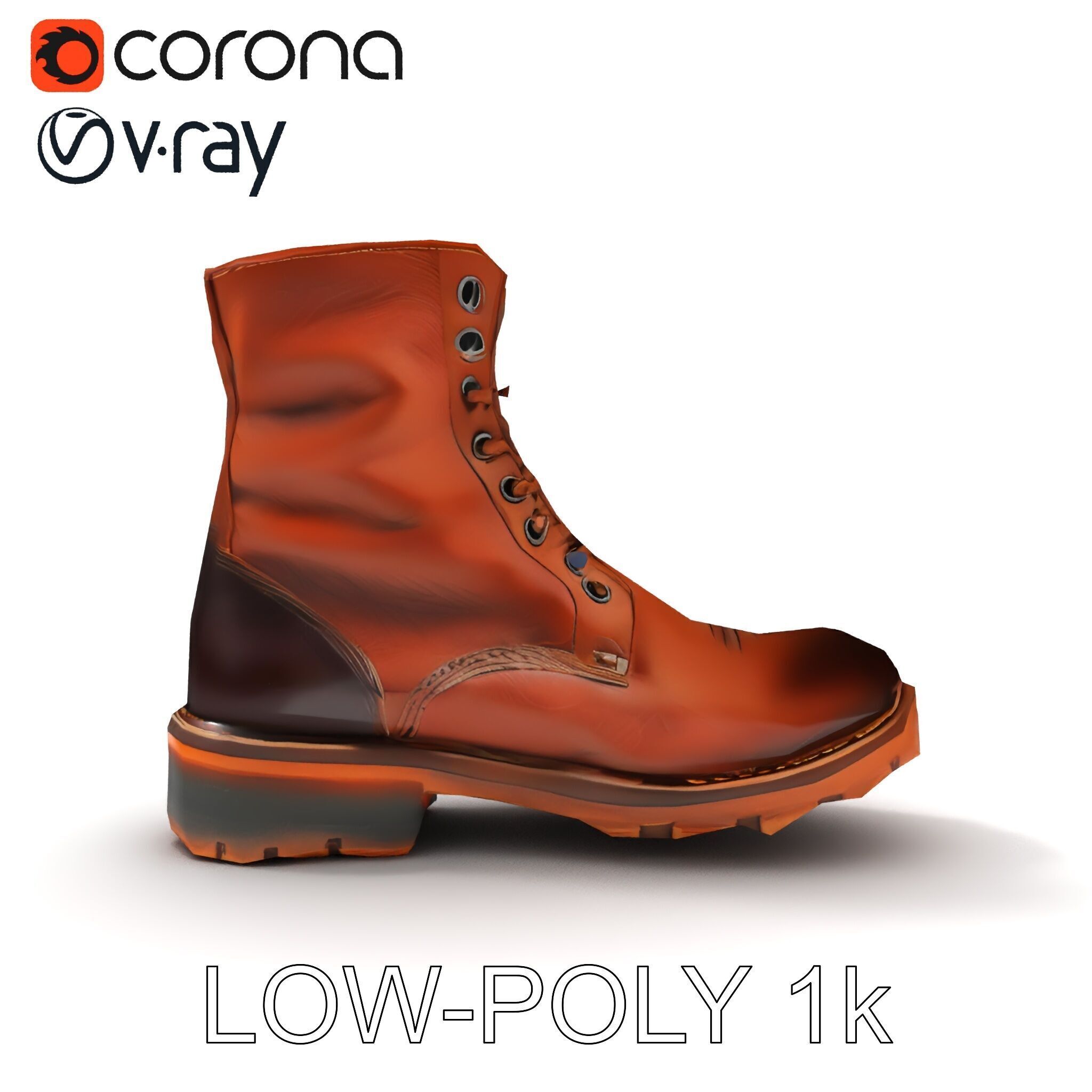 Leather Boot Model Pack for Realistic Rendering Low-poly 3D model_13