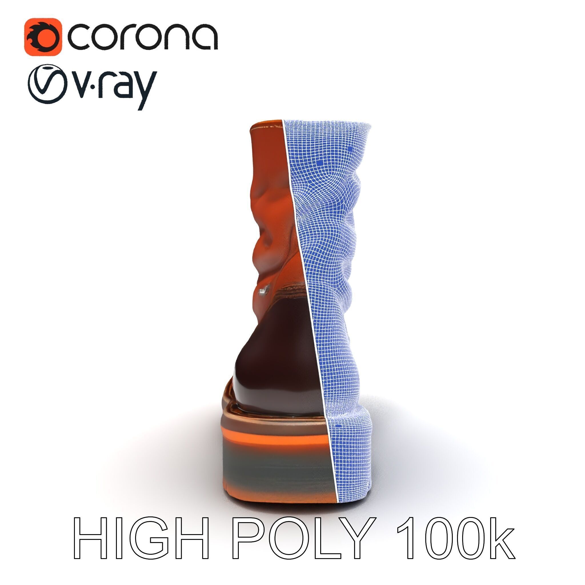 Leather Boot Model Pack for Realistic Rendering Low-poly 3D model_27