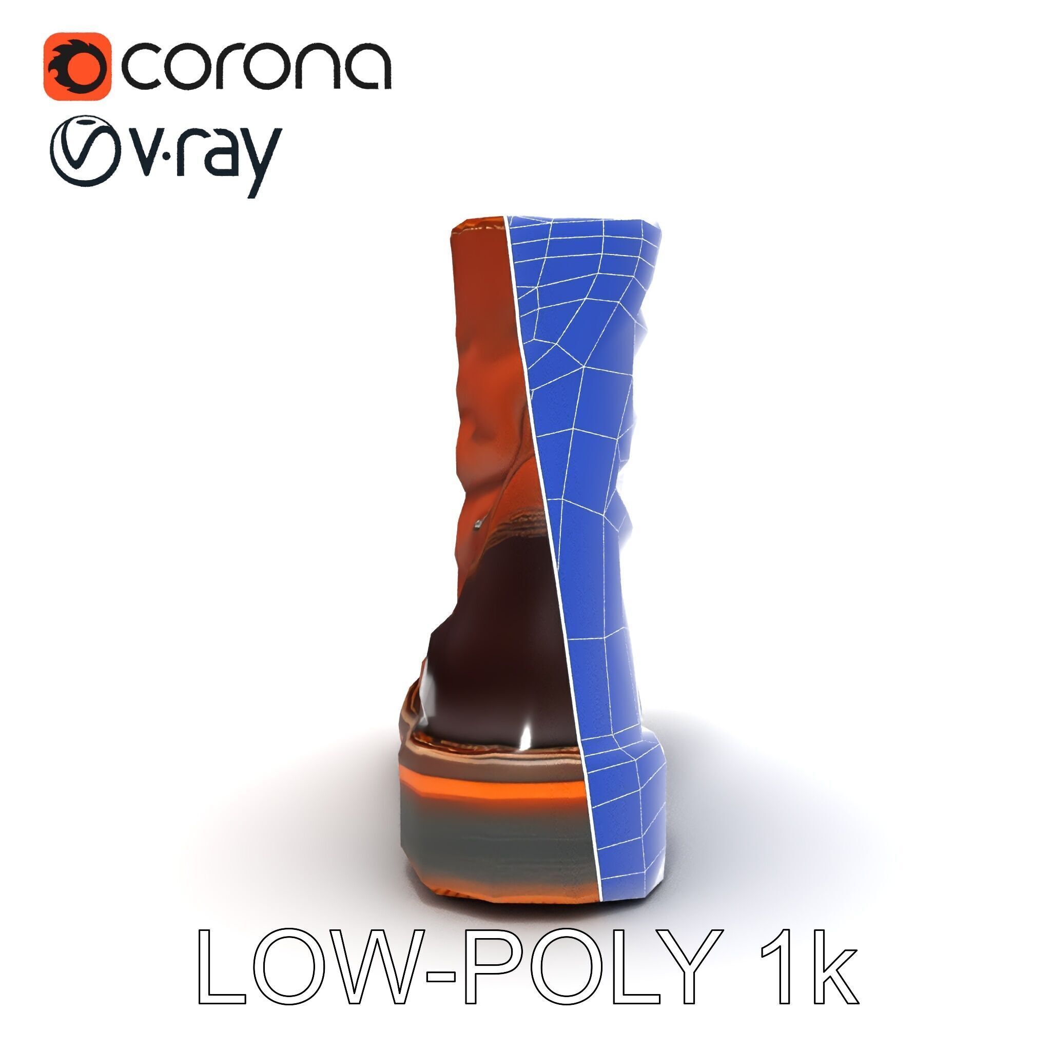 Leather Boot Model Pack for Realistic Rendering Low-poly 3D model_10