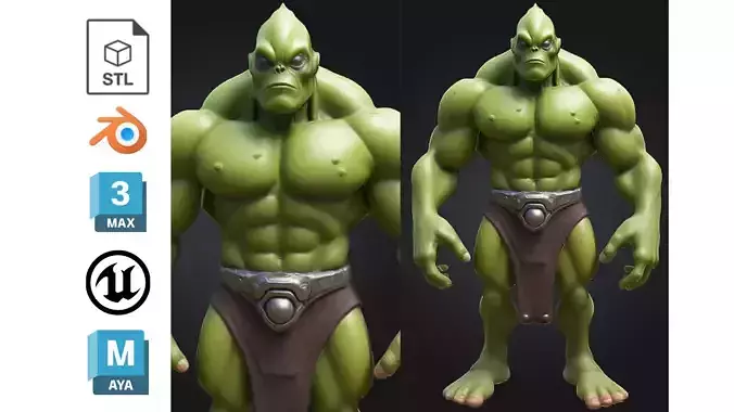Stylized Green Alien Warrior