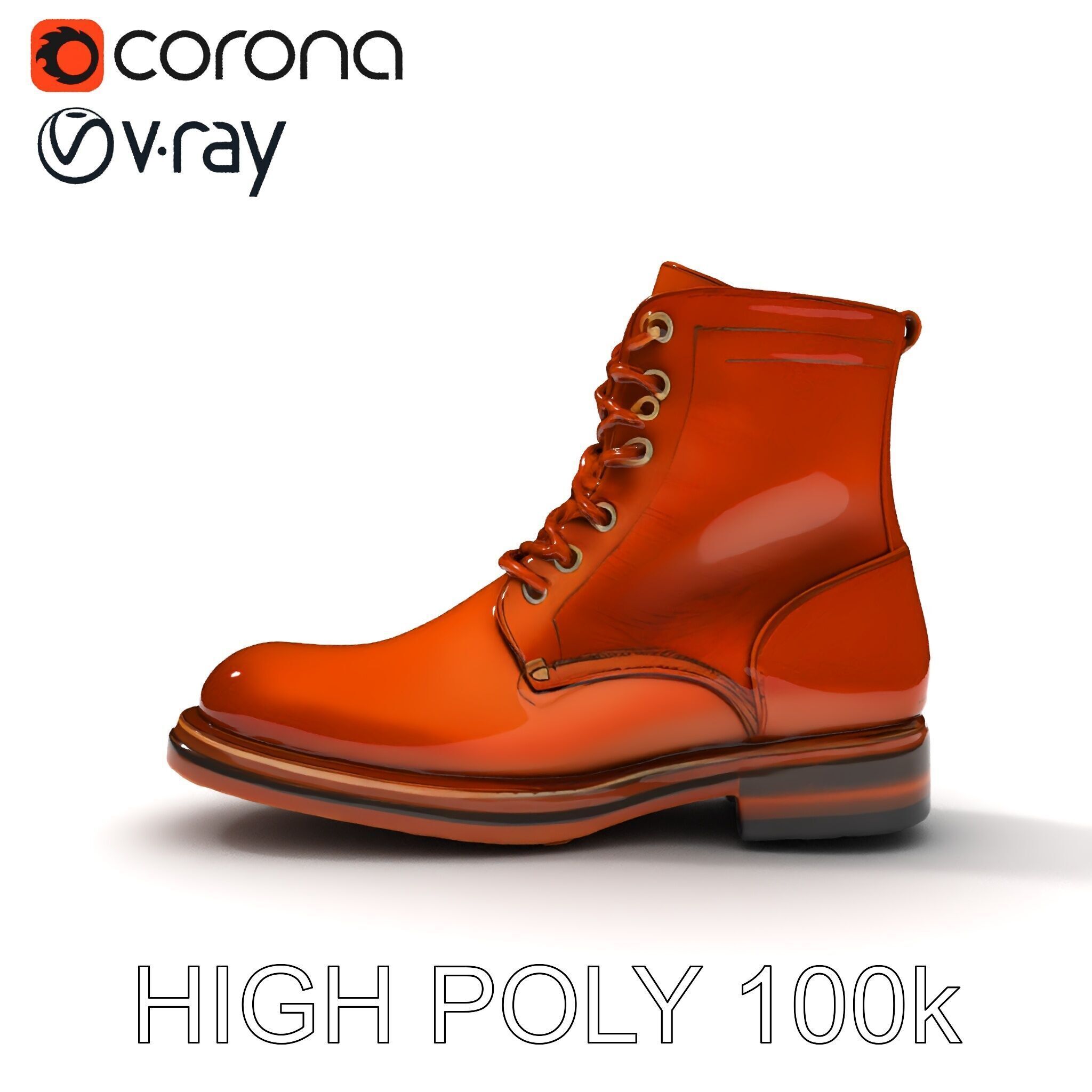 Realistic Leather Boot Model Pack for Rendering and Games Low-poly 3D model_17