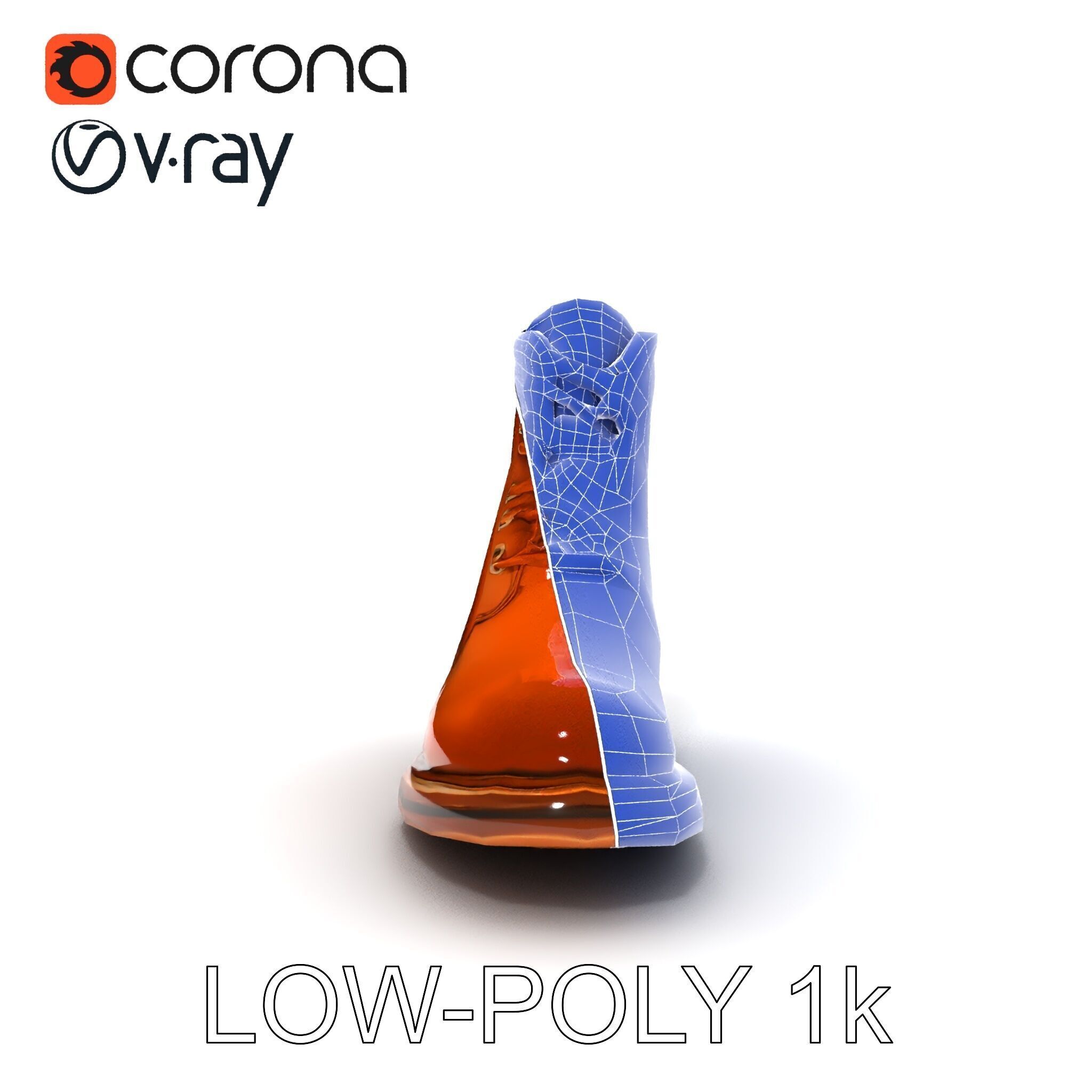 Realistic Leather Boot Model Pack for Rendering and Games Low-poly 3D model_13