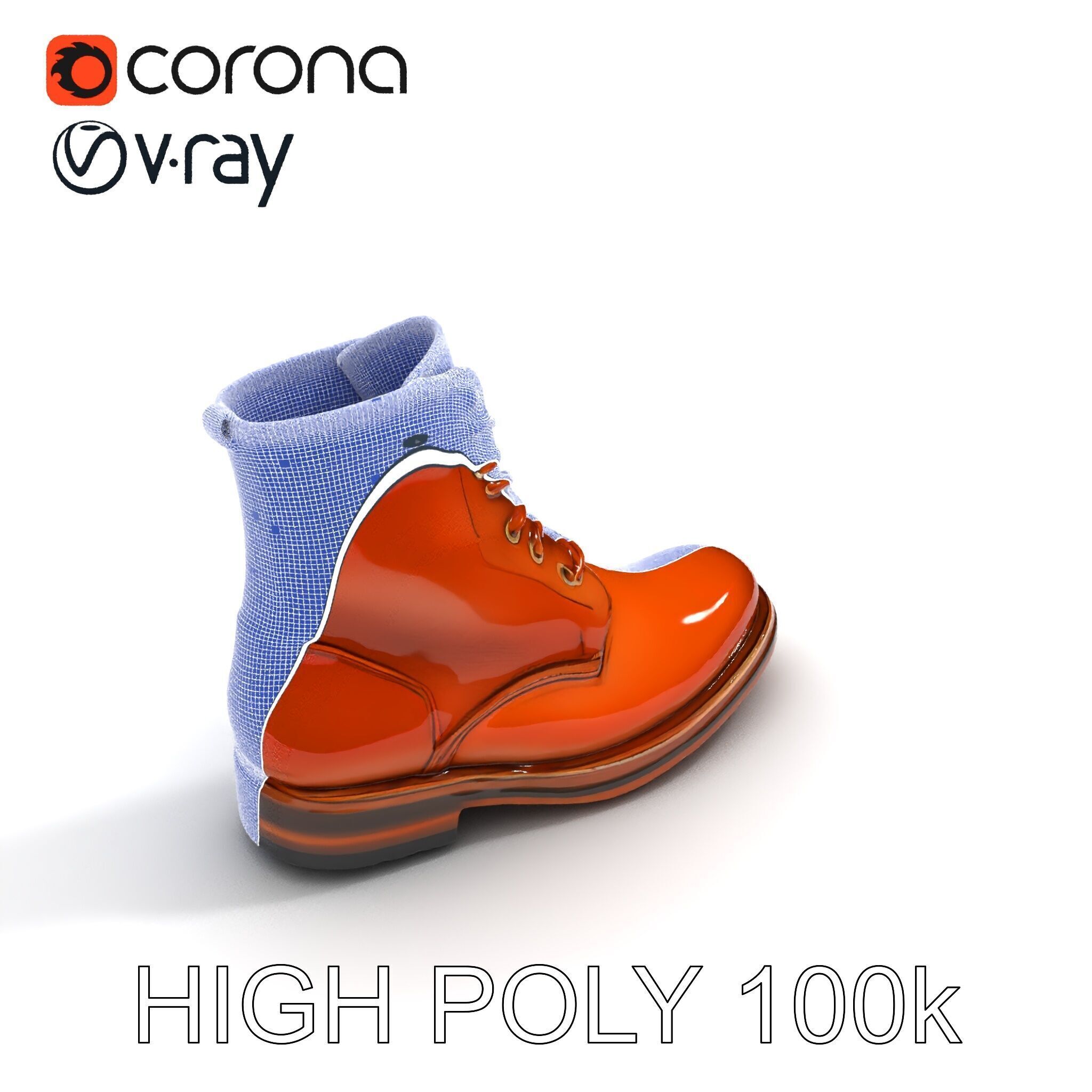 Realistic Leather Boot Model Pack for Rendering and Games Low-poly 3D model_24