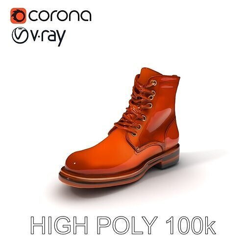 Realistic Leather Boot Model Pack for Rendering and Games Low-poly 3D model