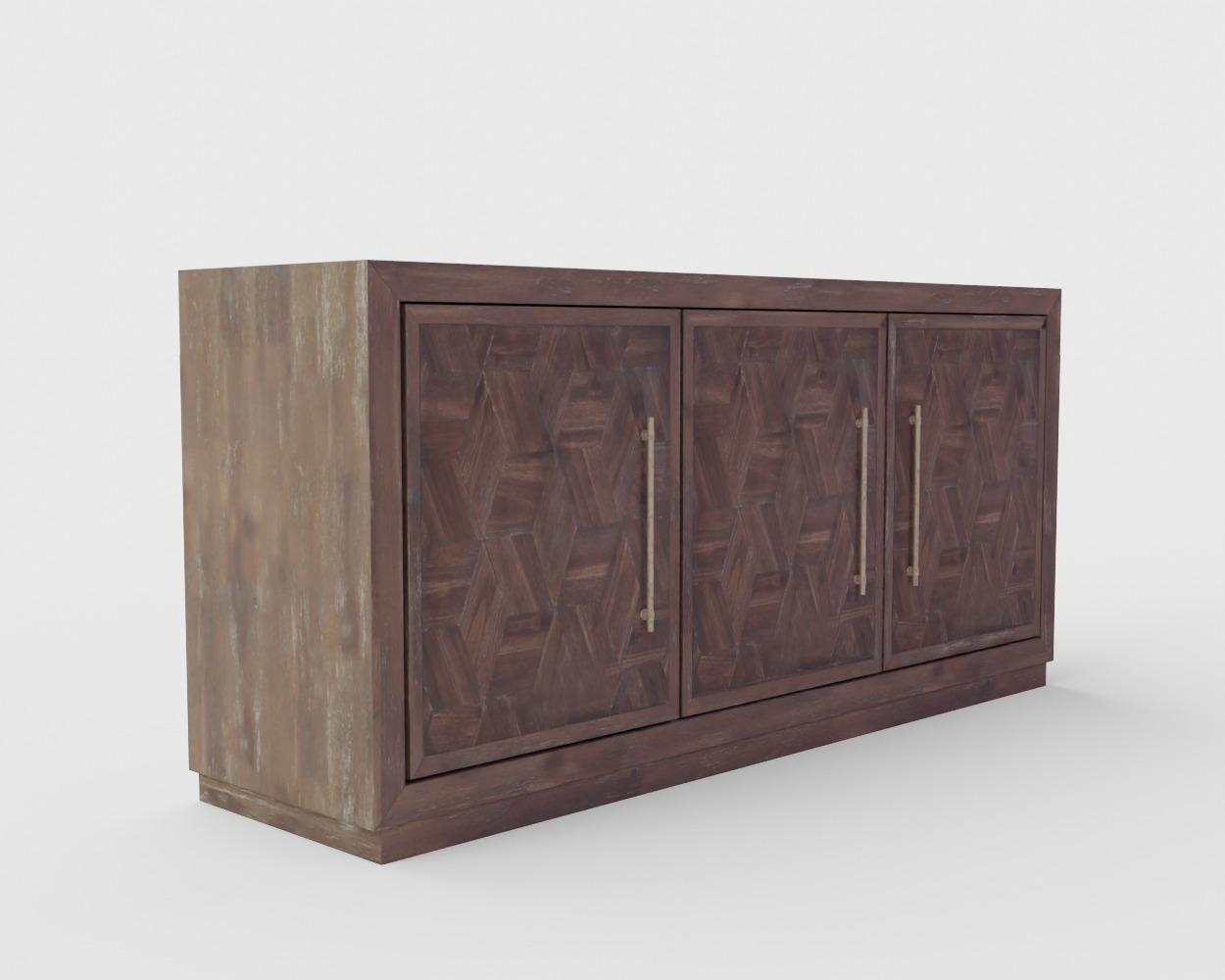 Three Door Credenza - Tumbler Dark Brown 3D model_3
