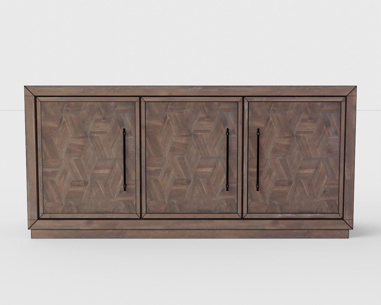 Three Door Credenza - Tumbler Dark Brown 3D model_2