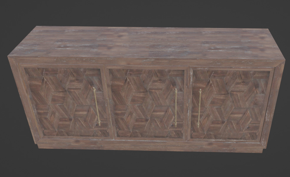 Three Door Credenza - Tumbler Dark Brown 3D model_14