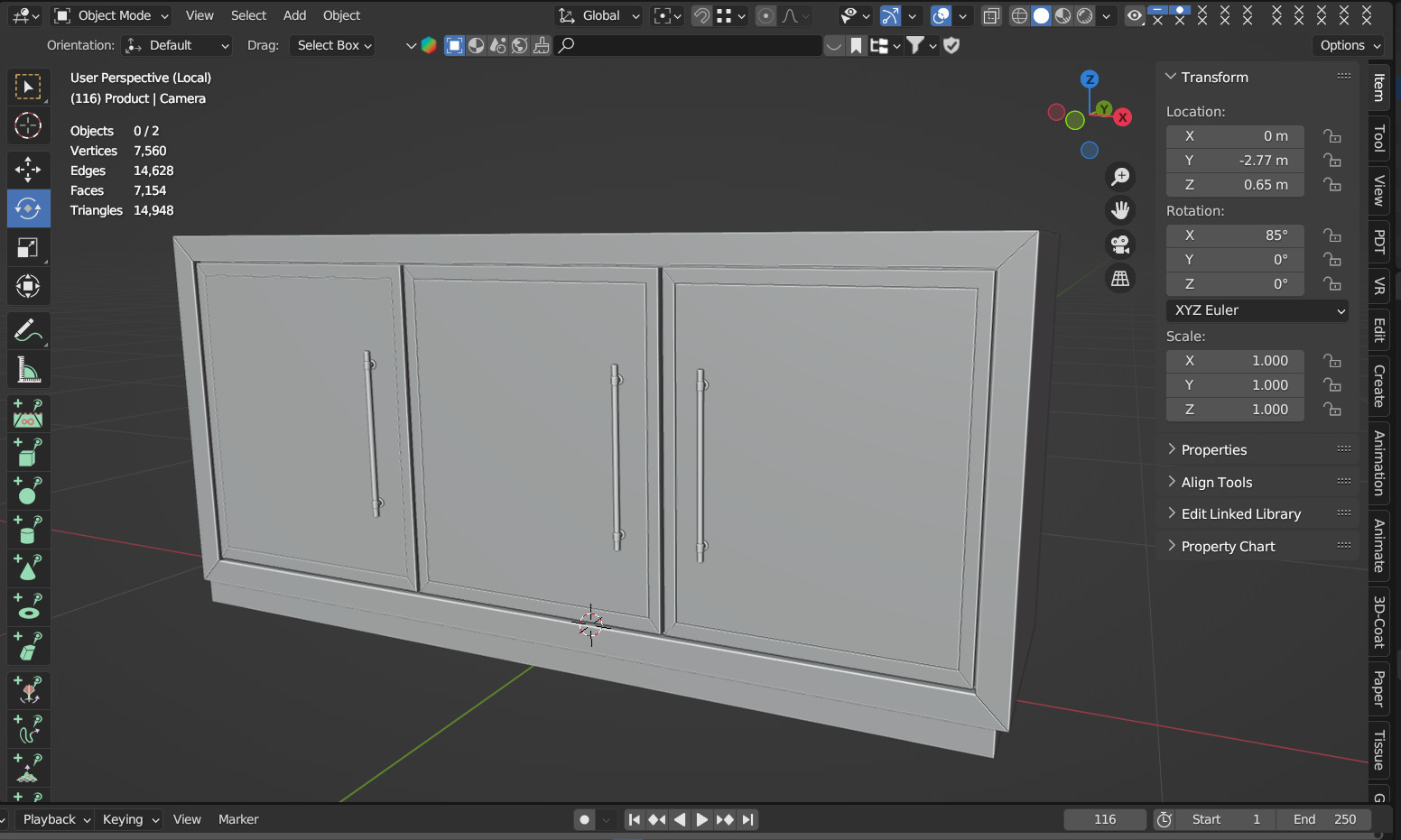 Three Door Credenza - Tumbler Dark Brown 3D model_13