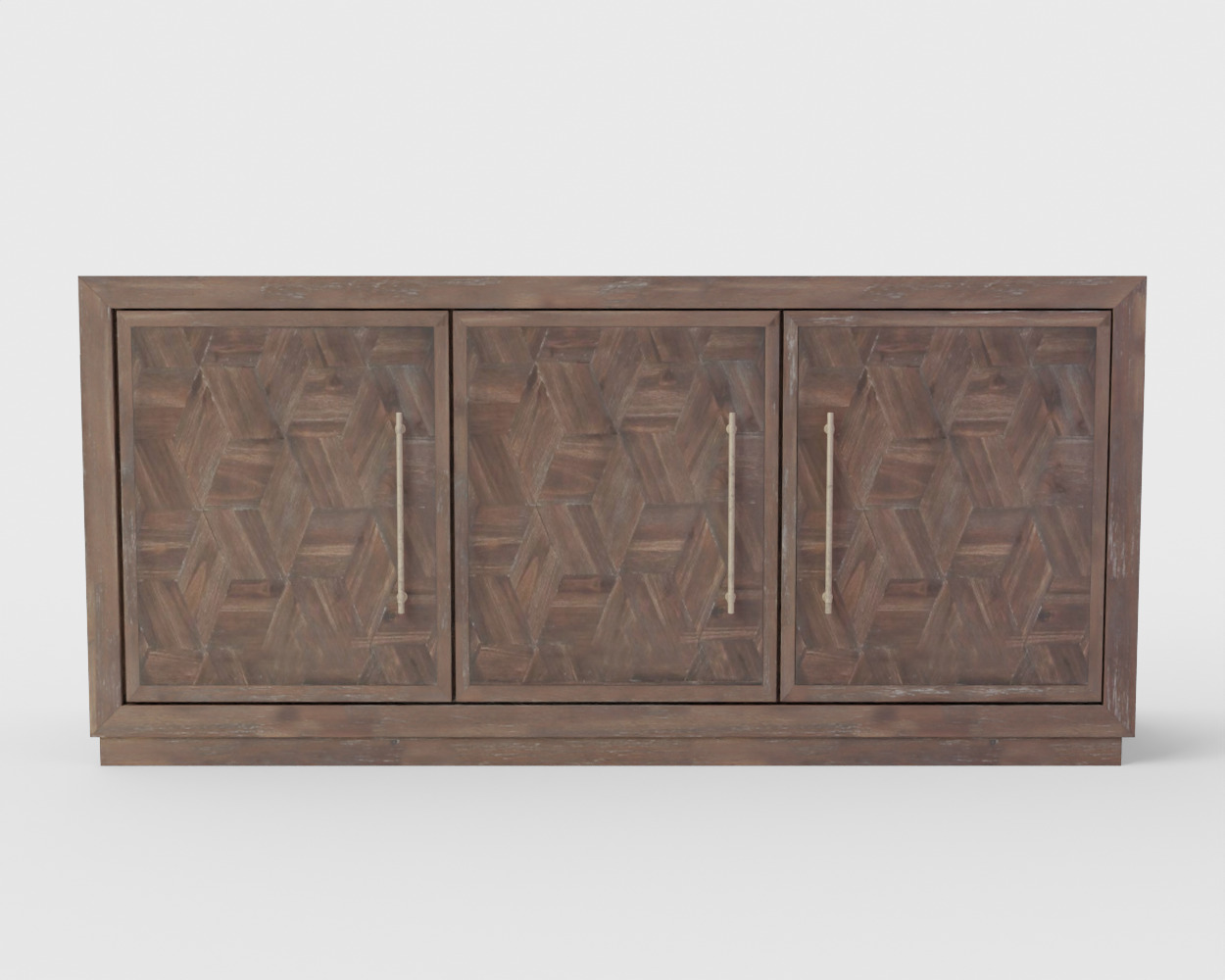 Three Door Credenza - Tumbler Dark Brown 3D model_1