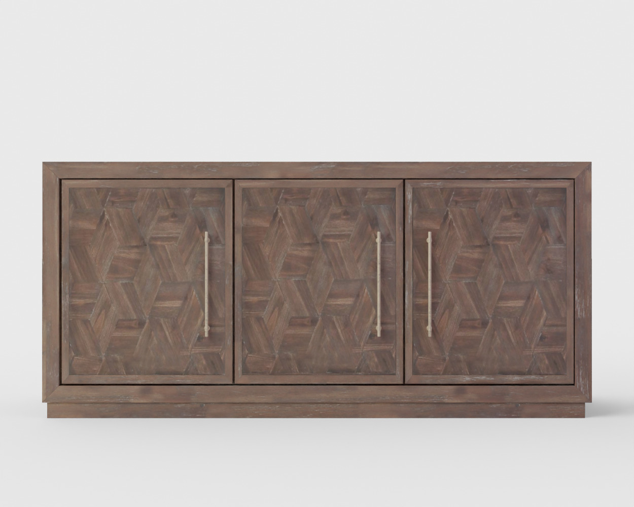 Three Door Credenza - Tumbler Dark Brown 3D model_0