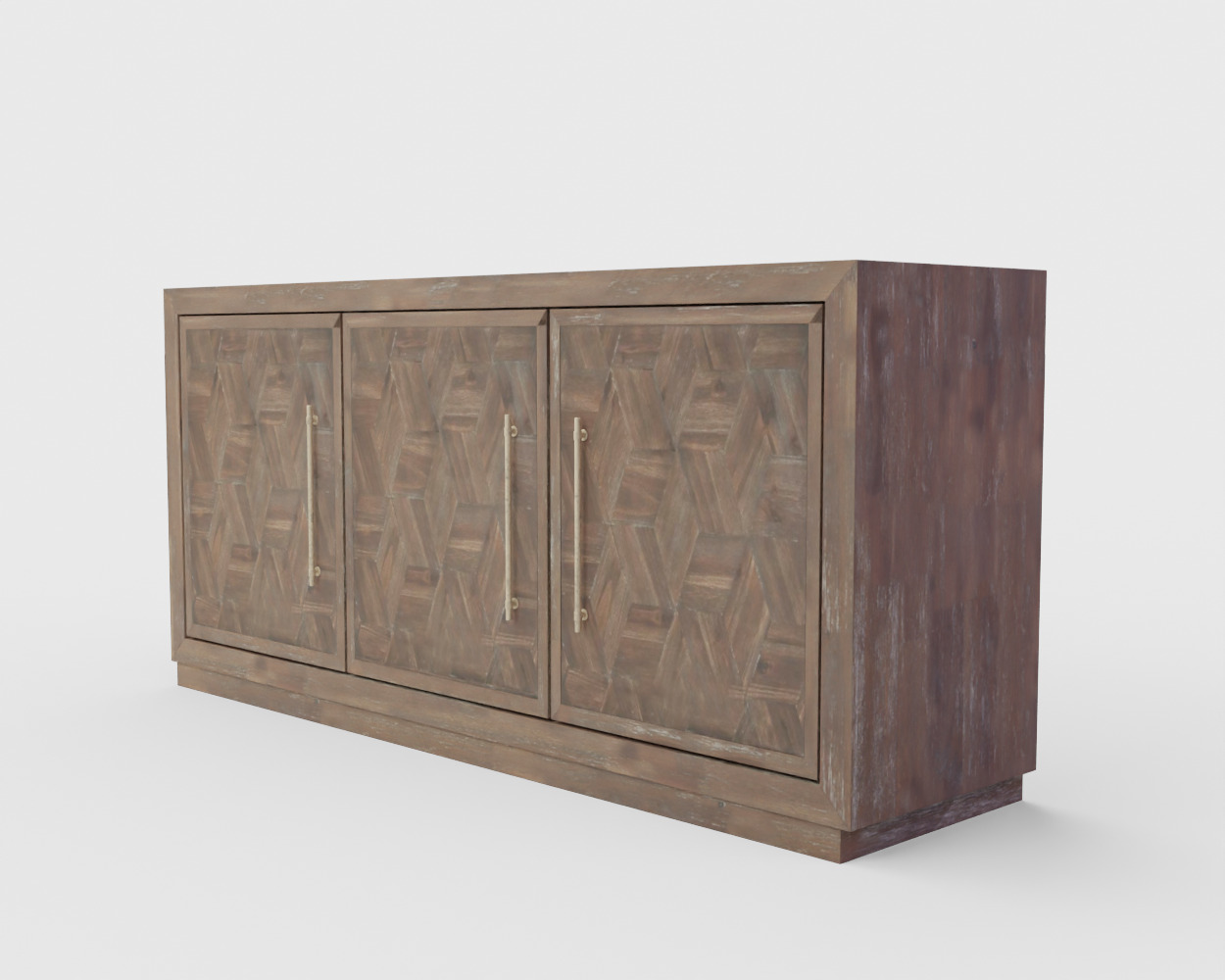 Three Door Credenza - Tumbler Dark Brown 3D model_4