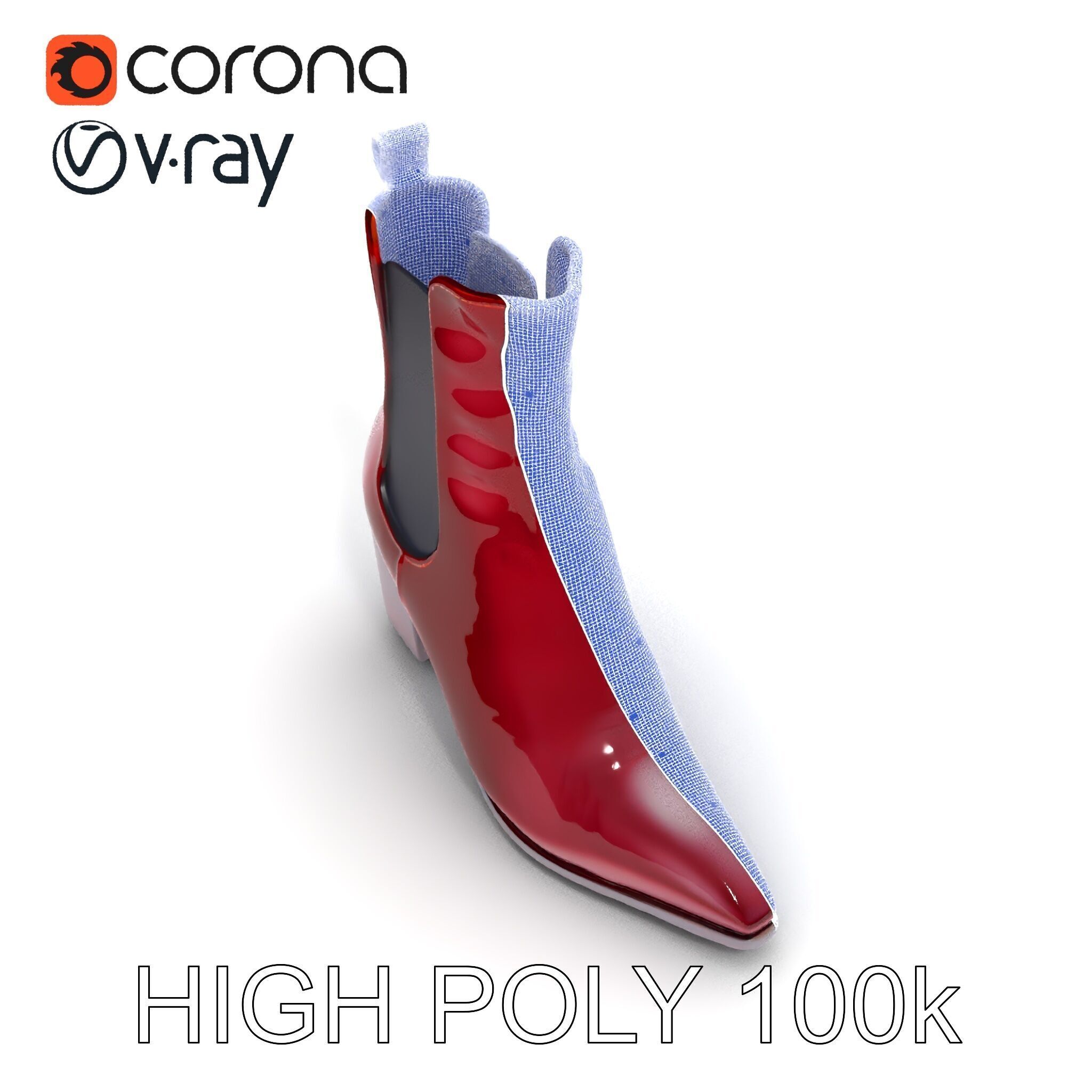 Stylish Ankle Boots Model Pack Low-poly 3D model_11