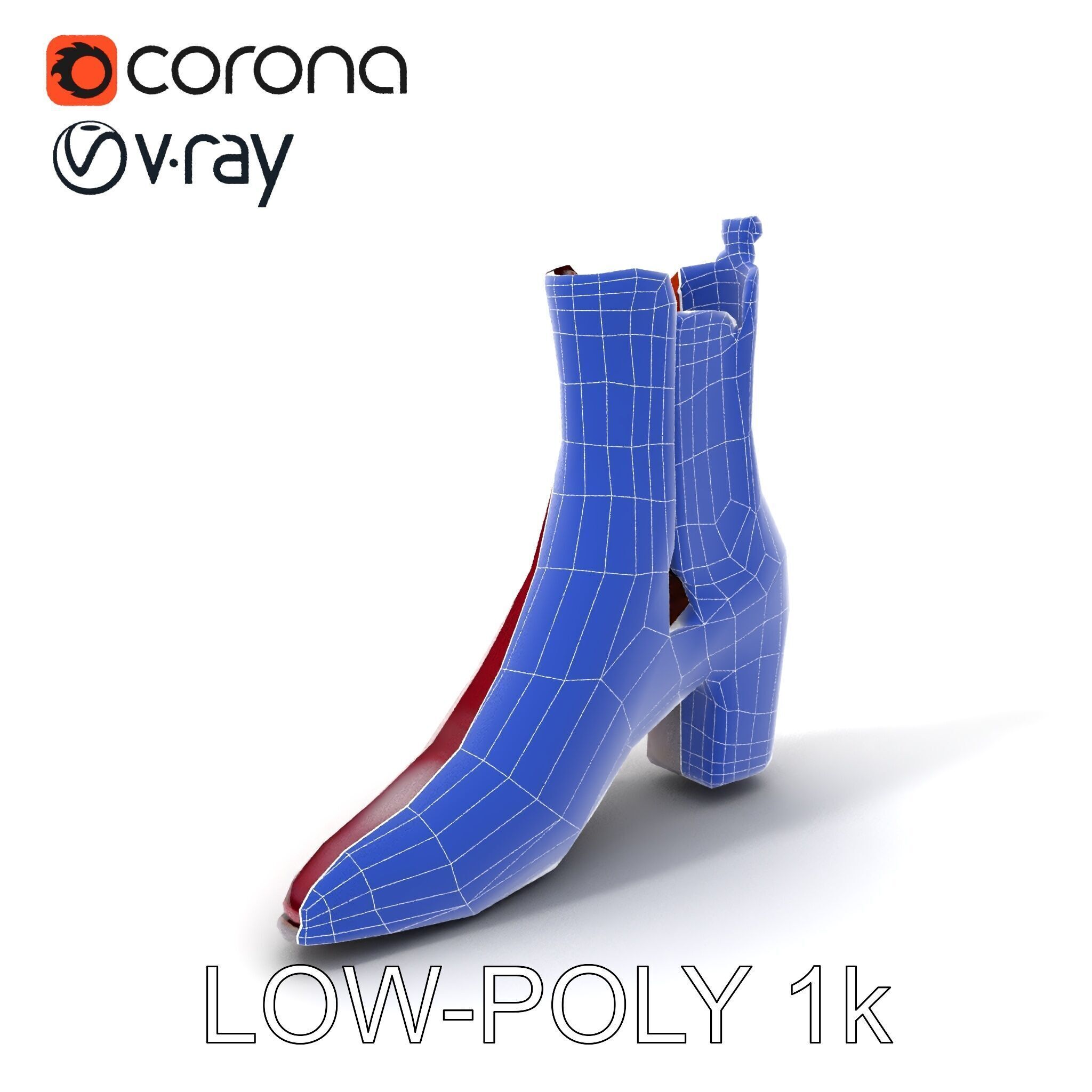 Stylish Ankle Boots Model Pack Low-poly 3D model_26