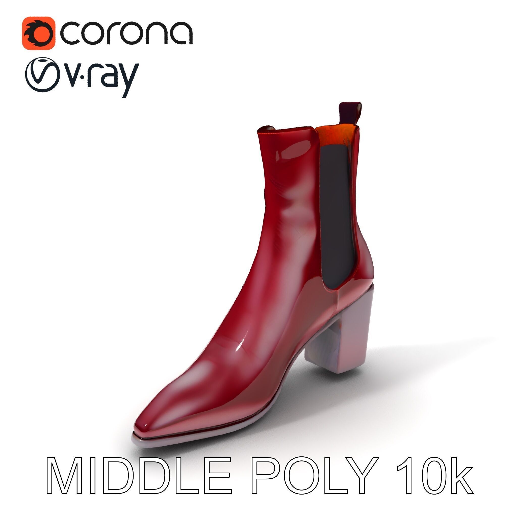 Stylish Ankle Boots Model Pack Low-poly 3D model_15