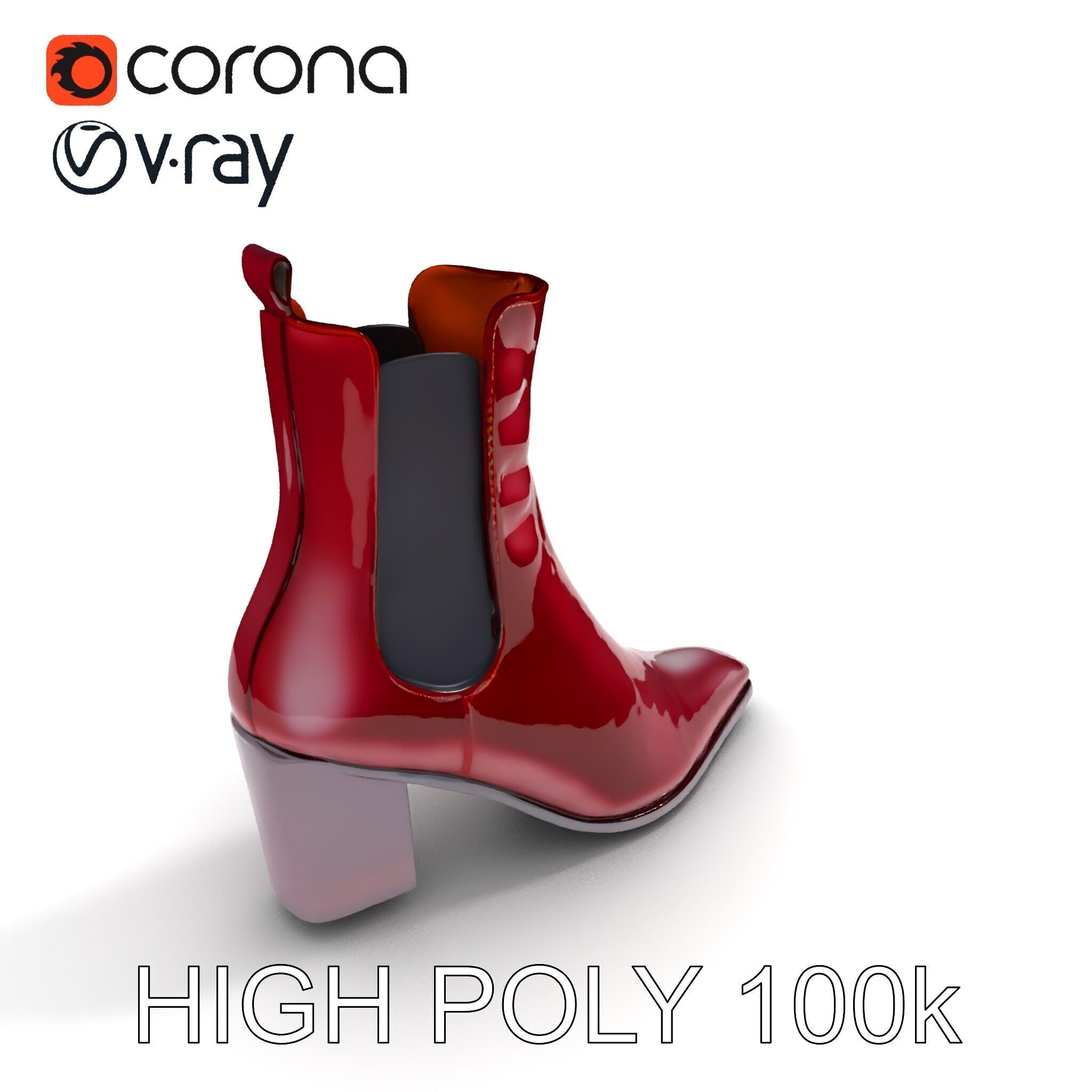 Stylish Ankle Boots Model Pack Low-poly 3D model_14