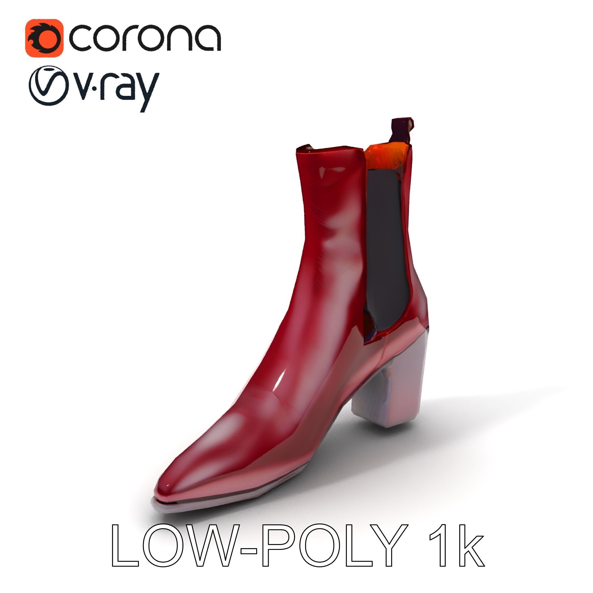 Stylish Ankle Boots Model Pack Low-poly 3D model_29