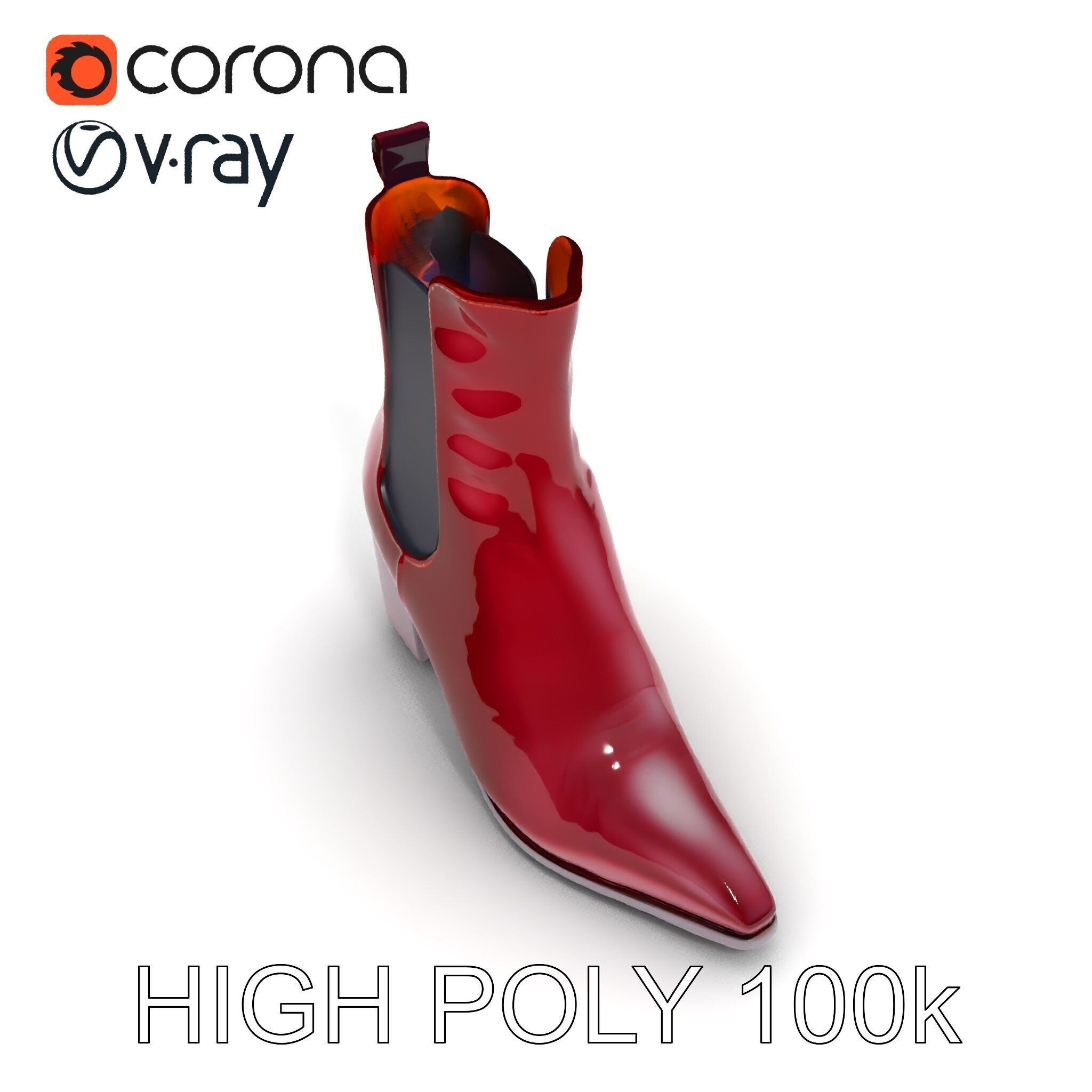 Stylish Ankle Boots Model Pack Low-poly 3D model_35