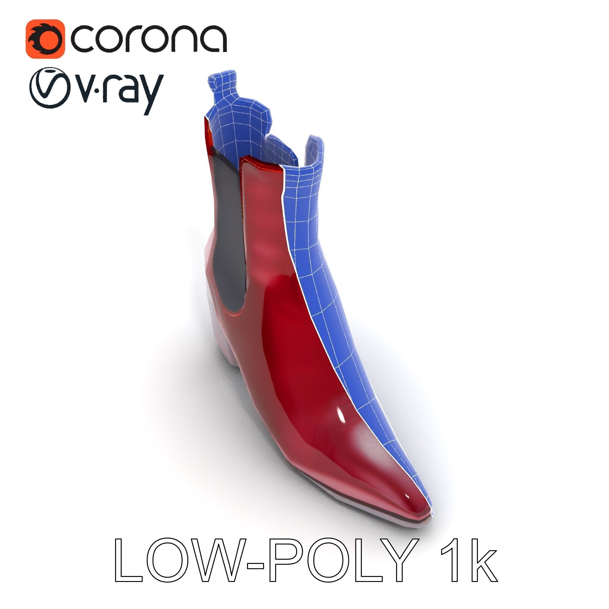 Stylish Ankle Boots Model Pack Low-poly 3D model_34