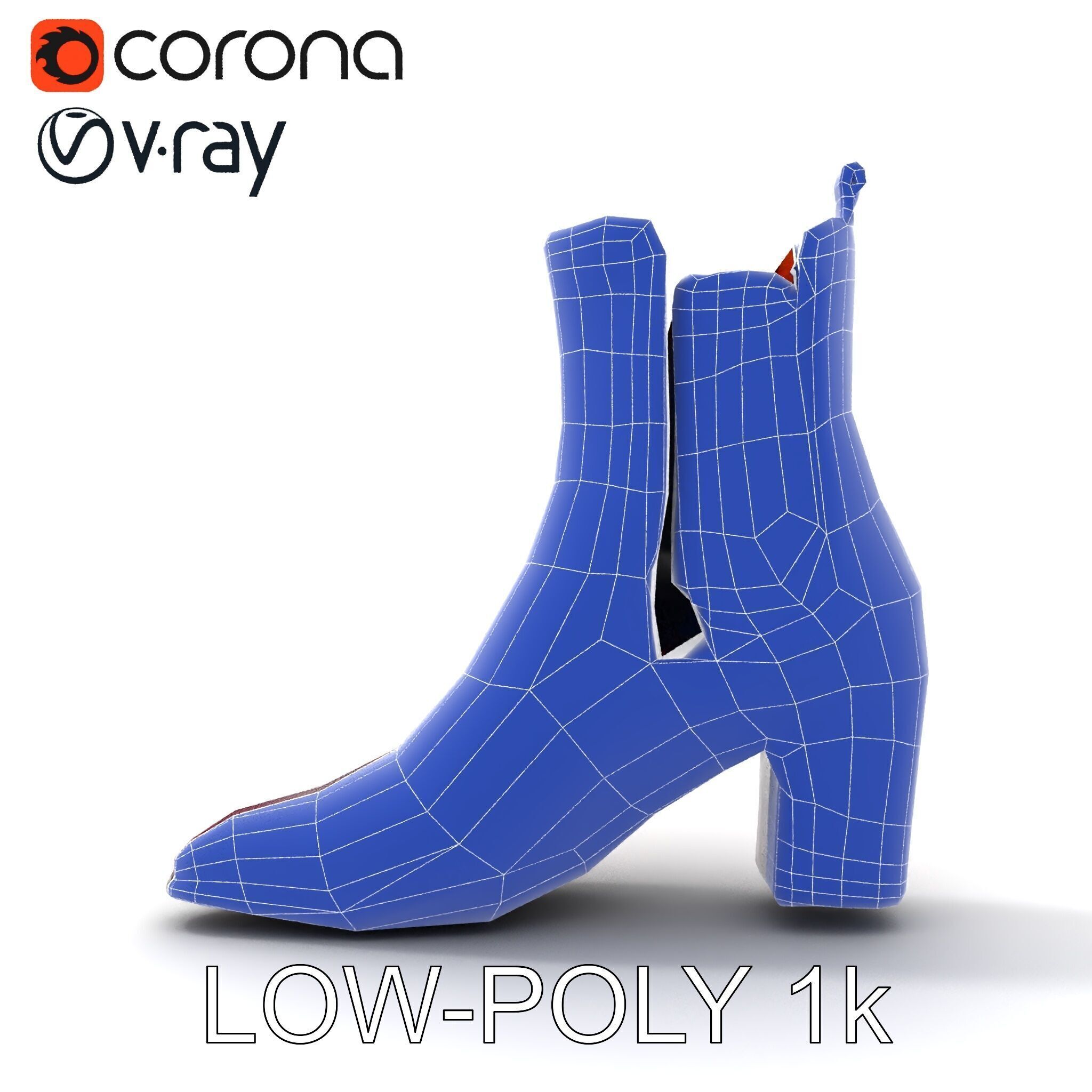 Stylish Ankle Boots Model Pack Low-poly 3D model_7