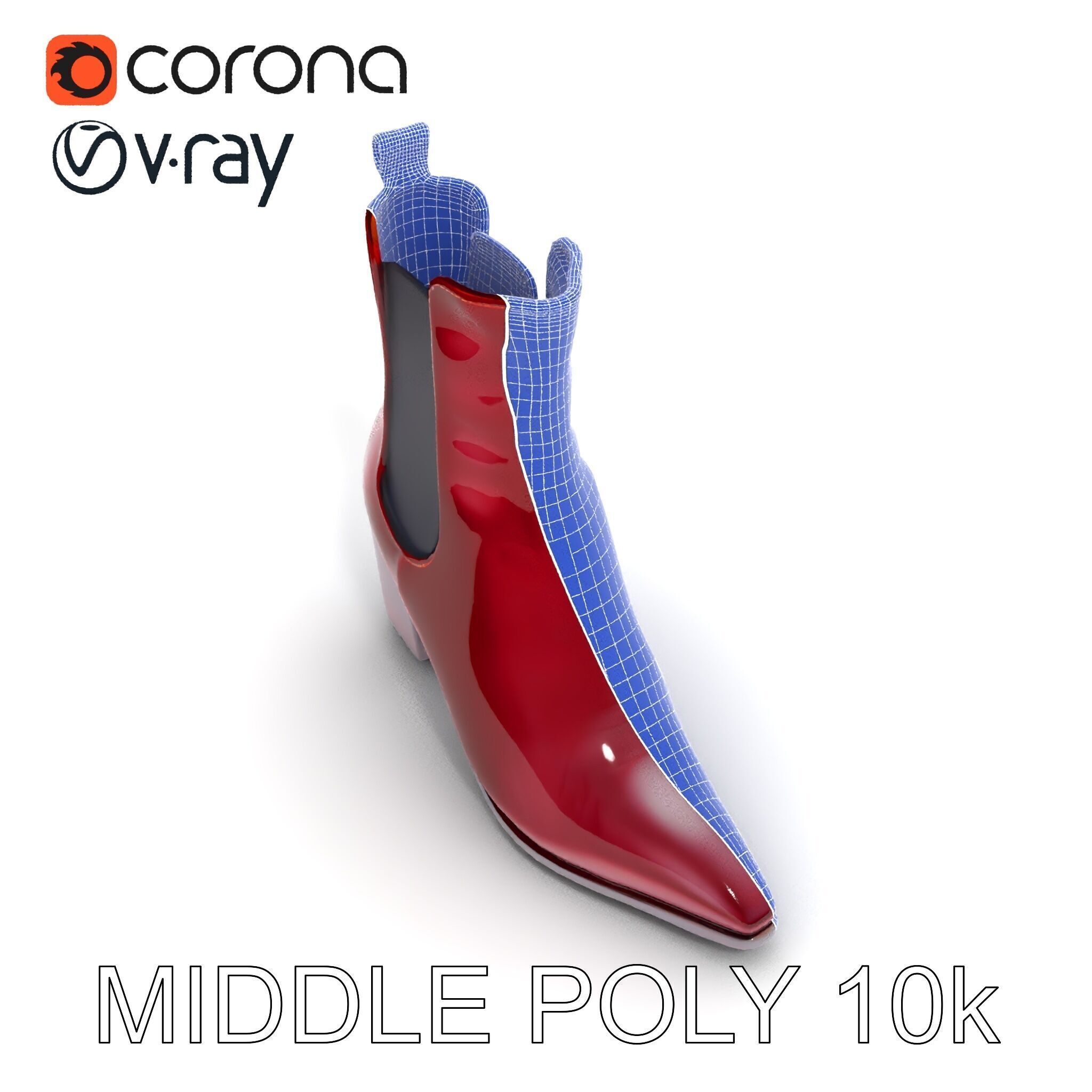 Stylish Ankle Boots Model Pack Low-poly 3D model_12