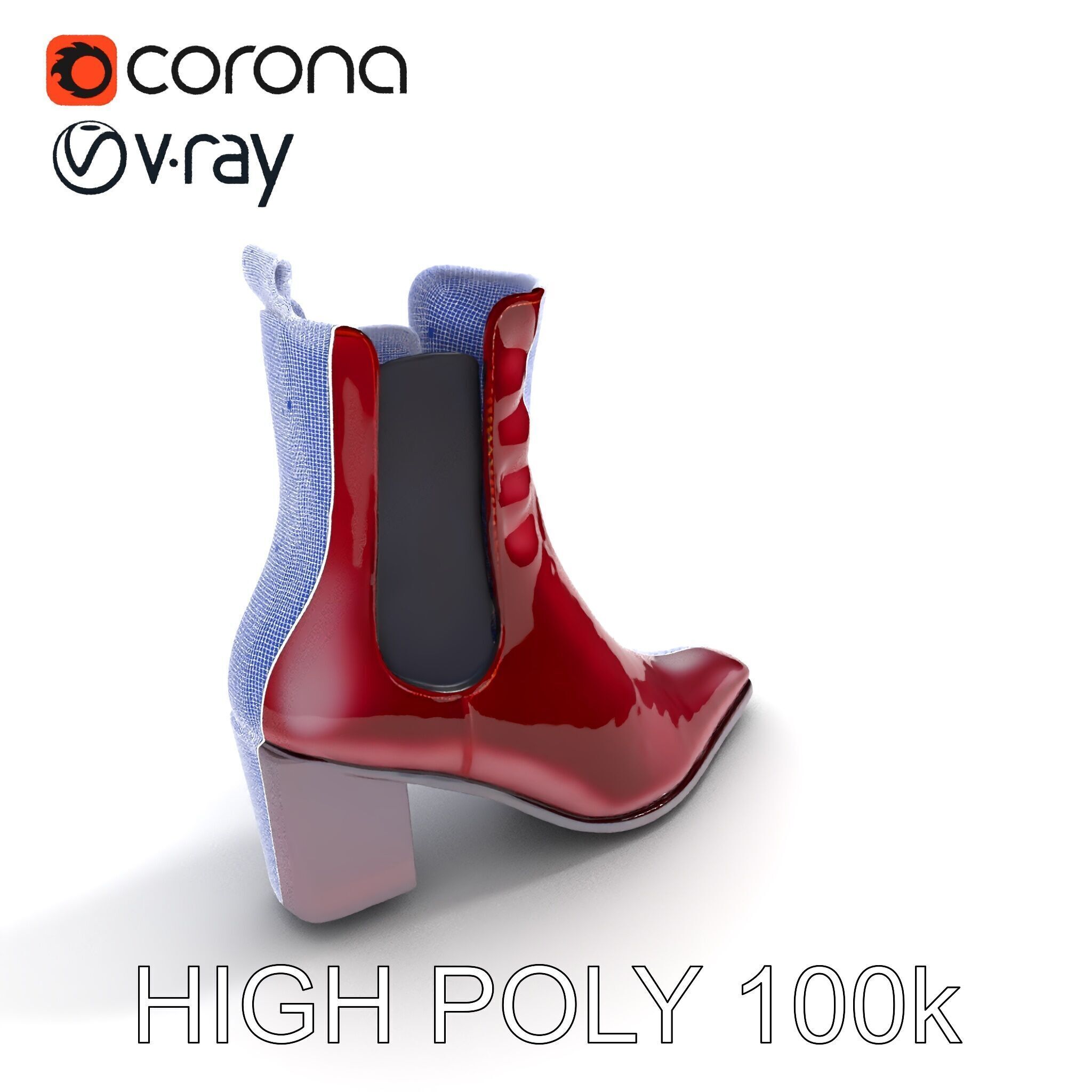 Stylish Ankle Boots Model Pack Low-poly 3D model_19