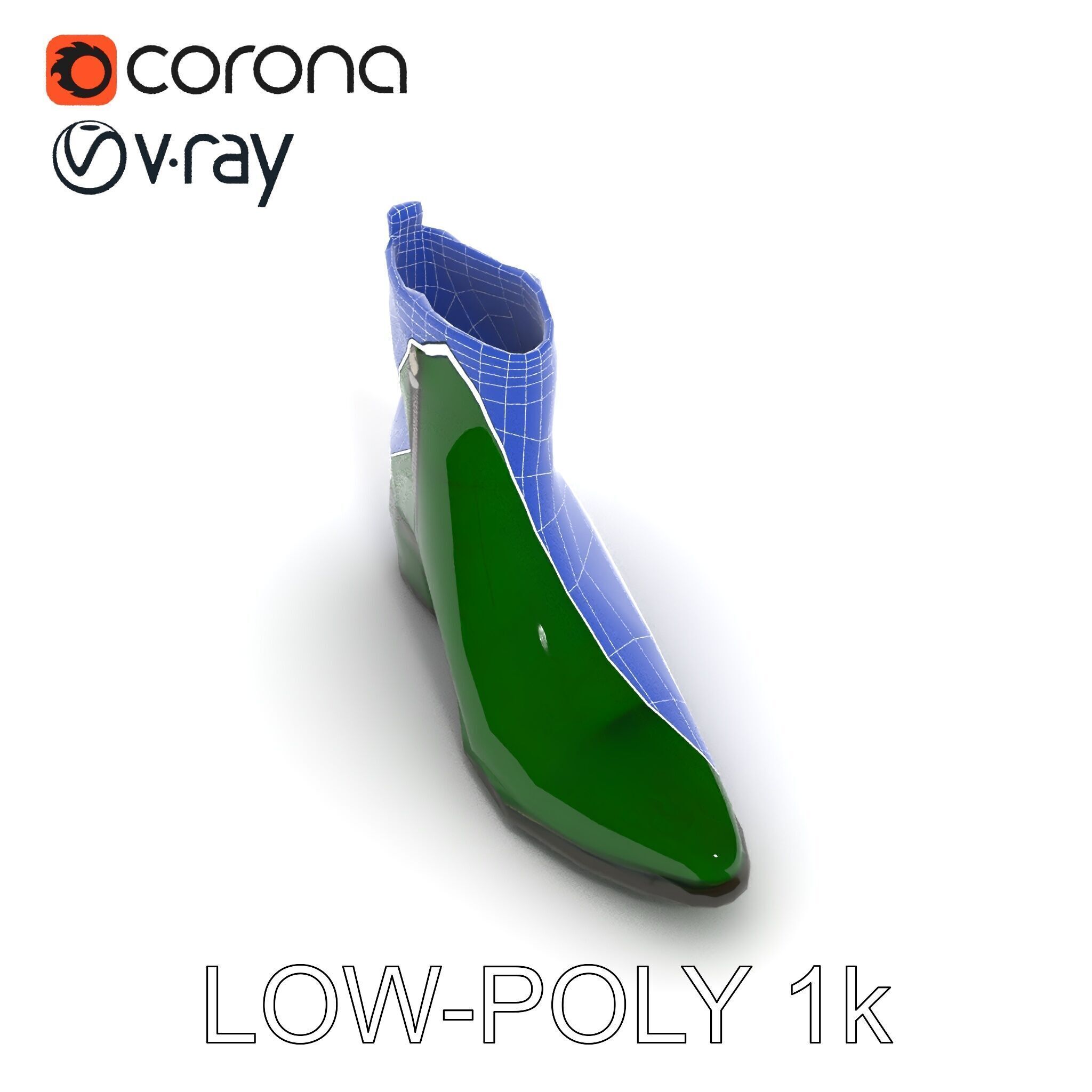 Elegant Green Croc Pattern Ankle Boot D Model Pack Low-poly 3D model_20