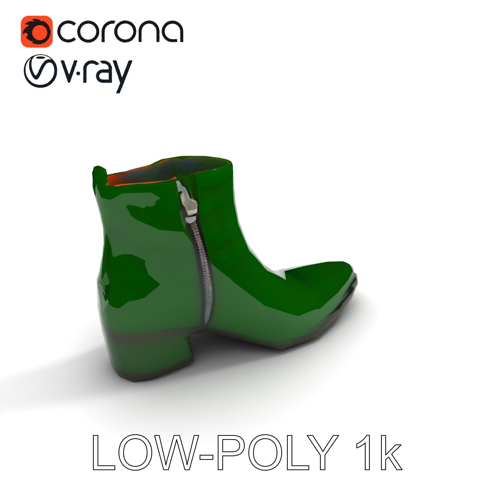 Elegant Green Croc Pattern Ankle Boot D Model Pack Low-poly 3D model_23