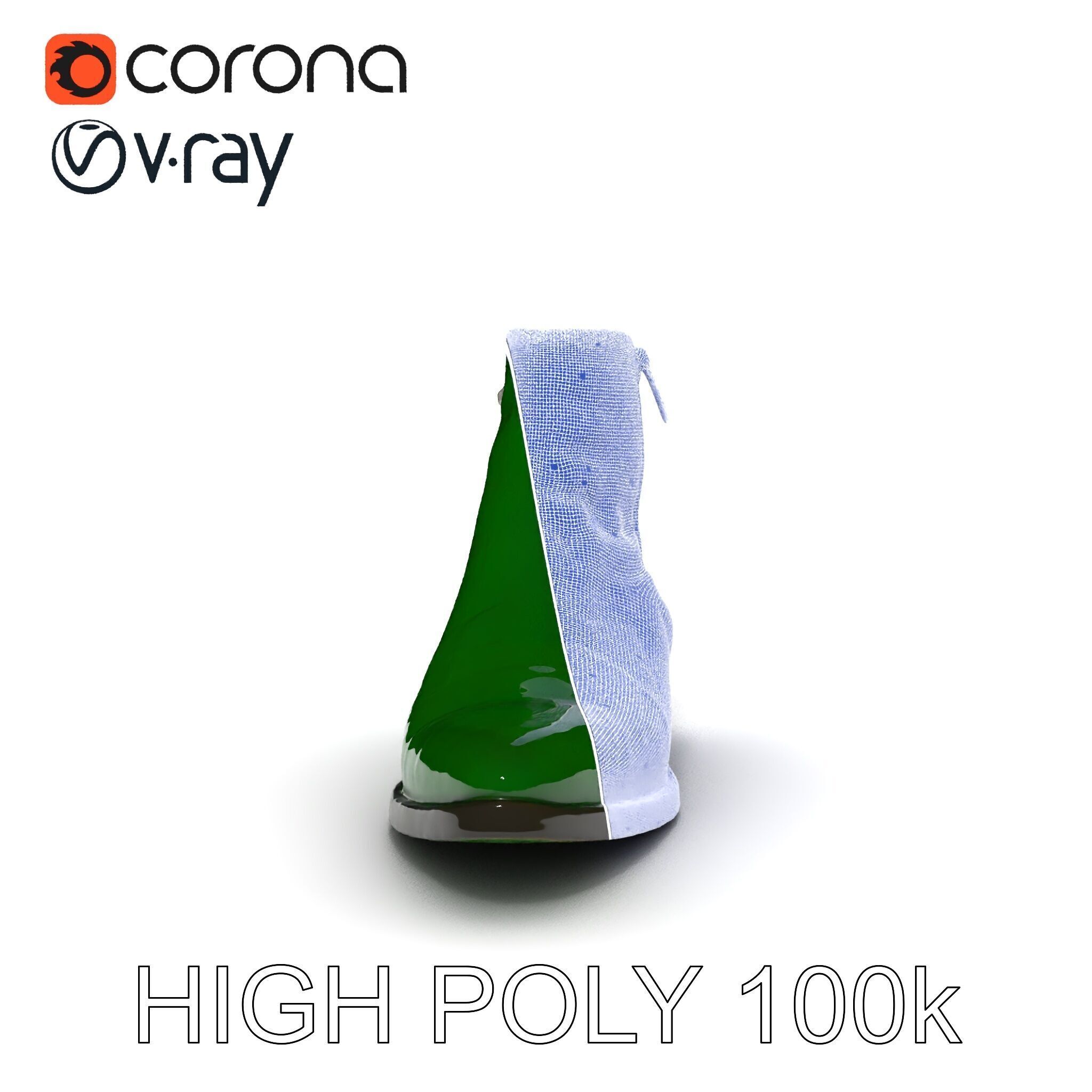 Elegant Green Croc Pattern Ankle Boot D Model Pack Low-poly 3D model_30