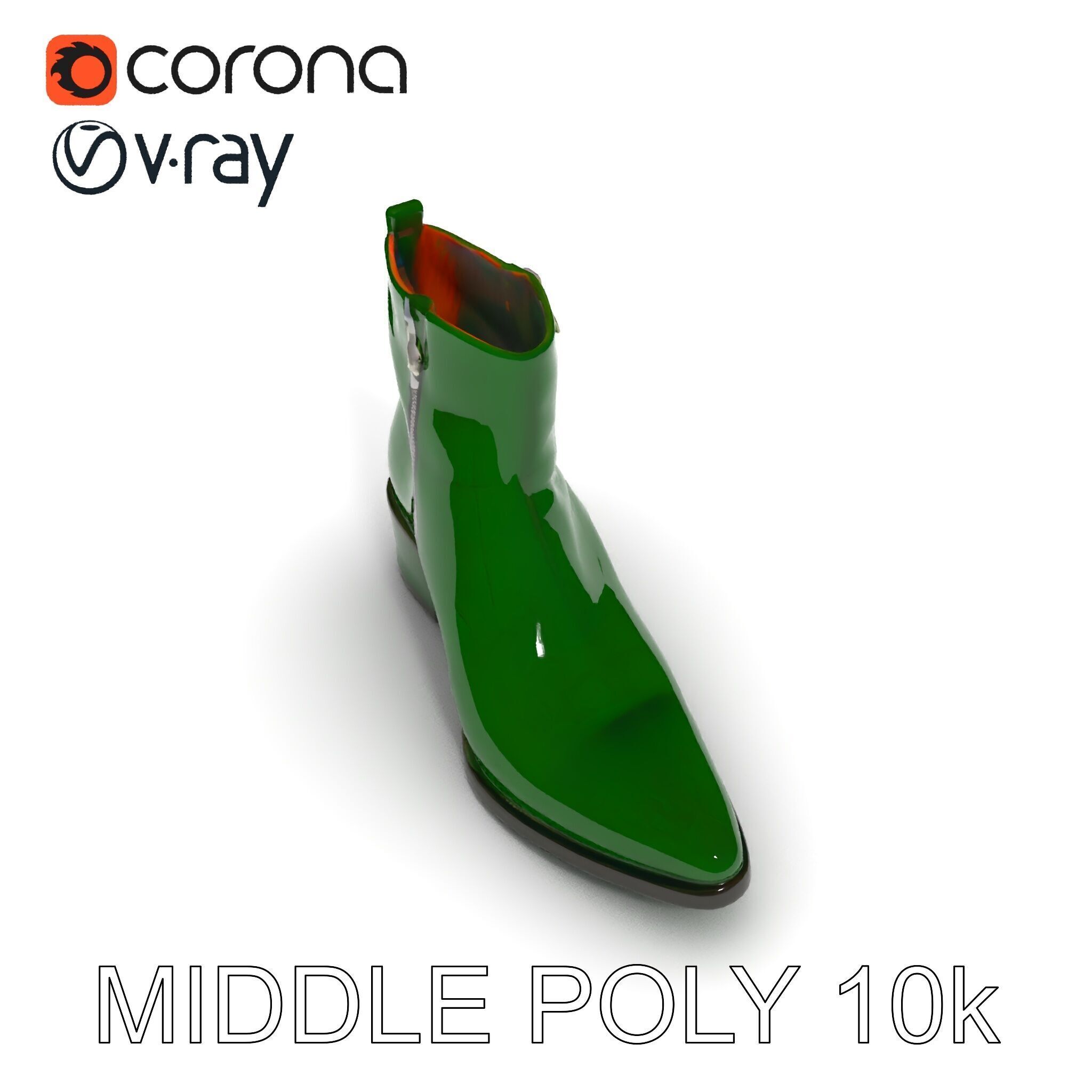 Elegant Green Croc Pattern Ankle Boot D Model Pack Low-poly 3D model_34