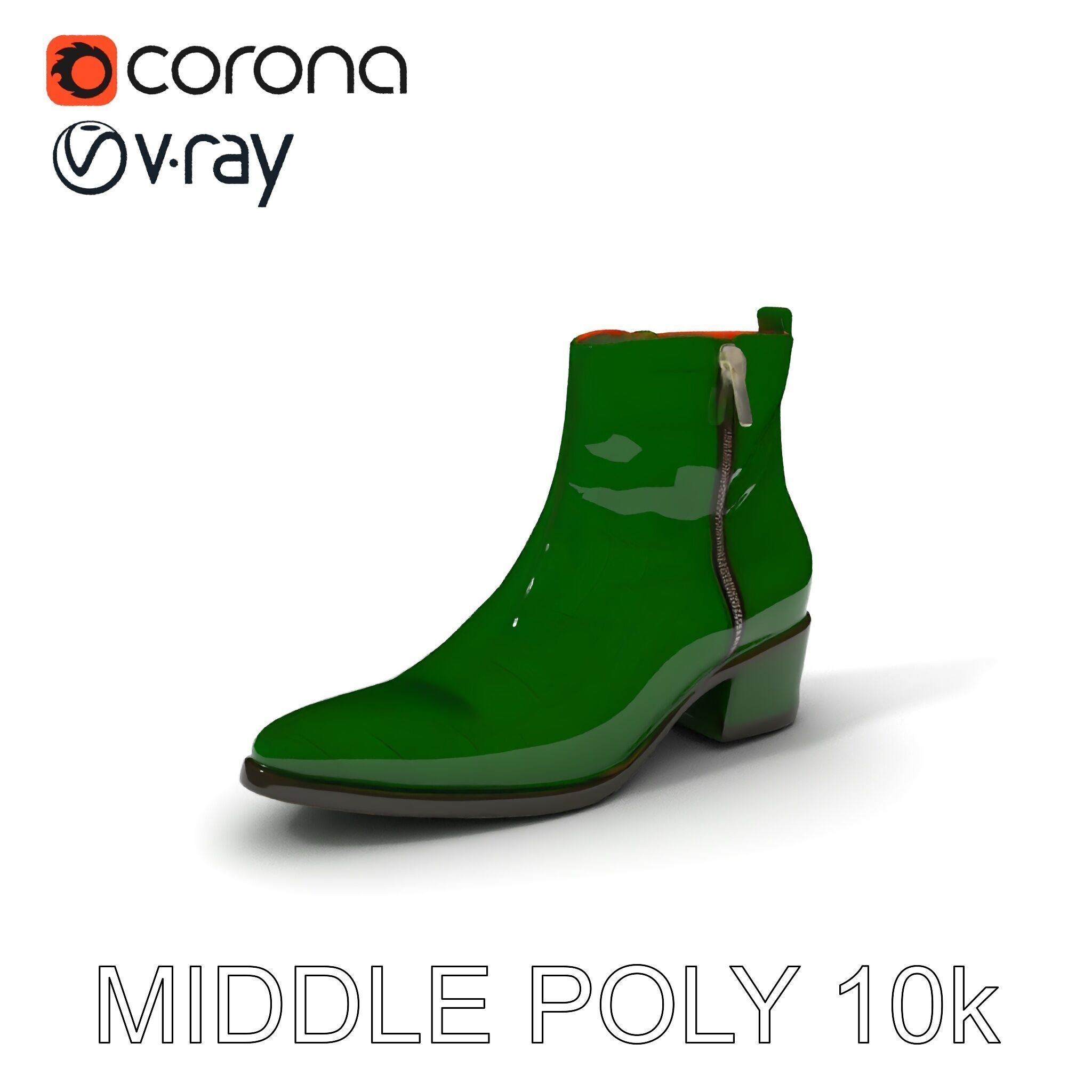Elegant Green Croc Pattern Ankle Boot D Model Pack Low-poly 3D model_22