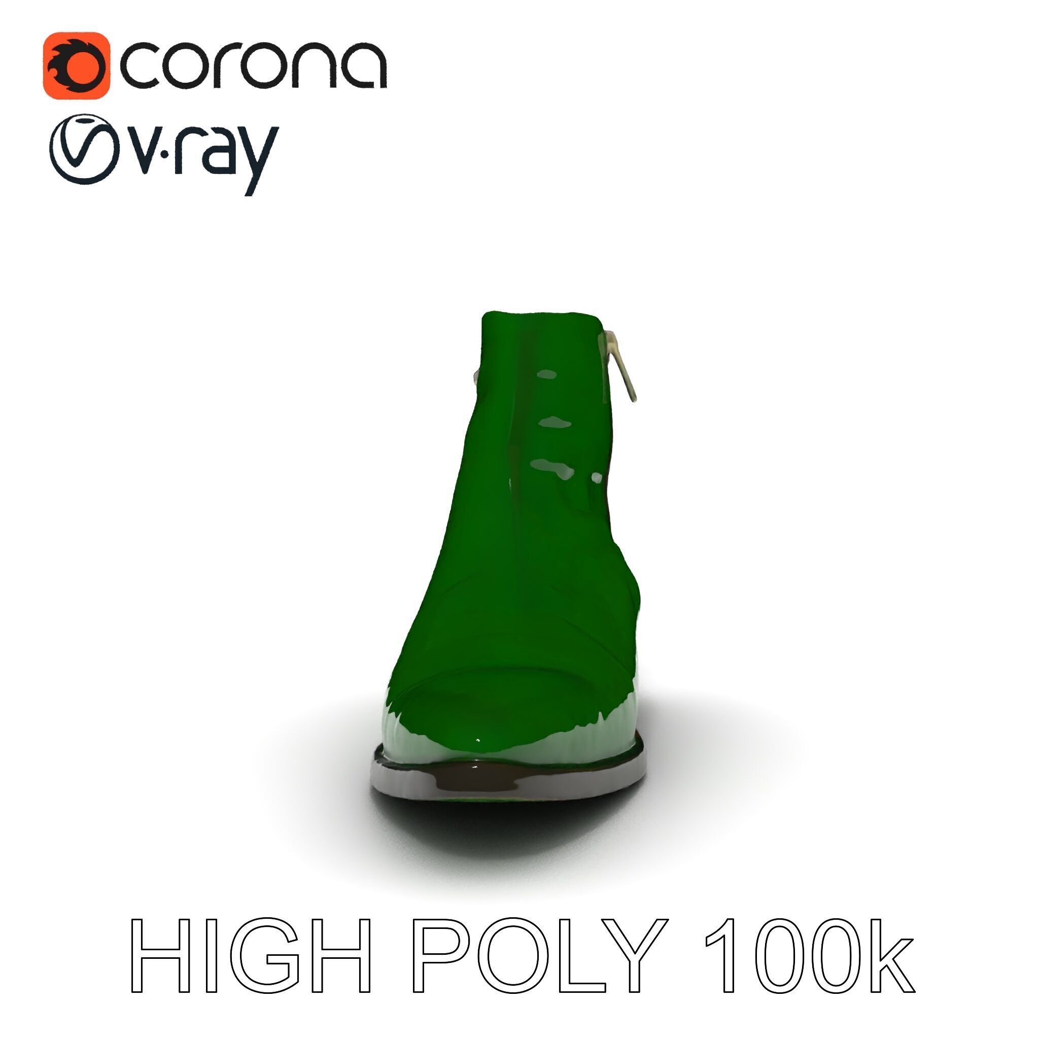 Elegant Green Croc Pattern Ankle Boot D Model Pack Low-poly 3D model_21