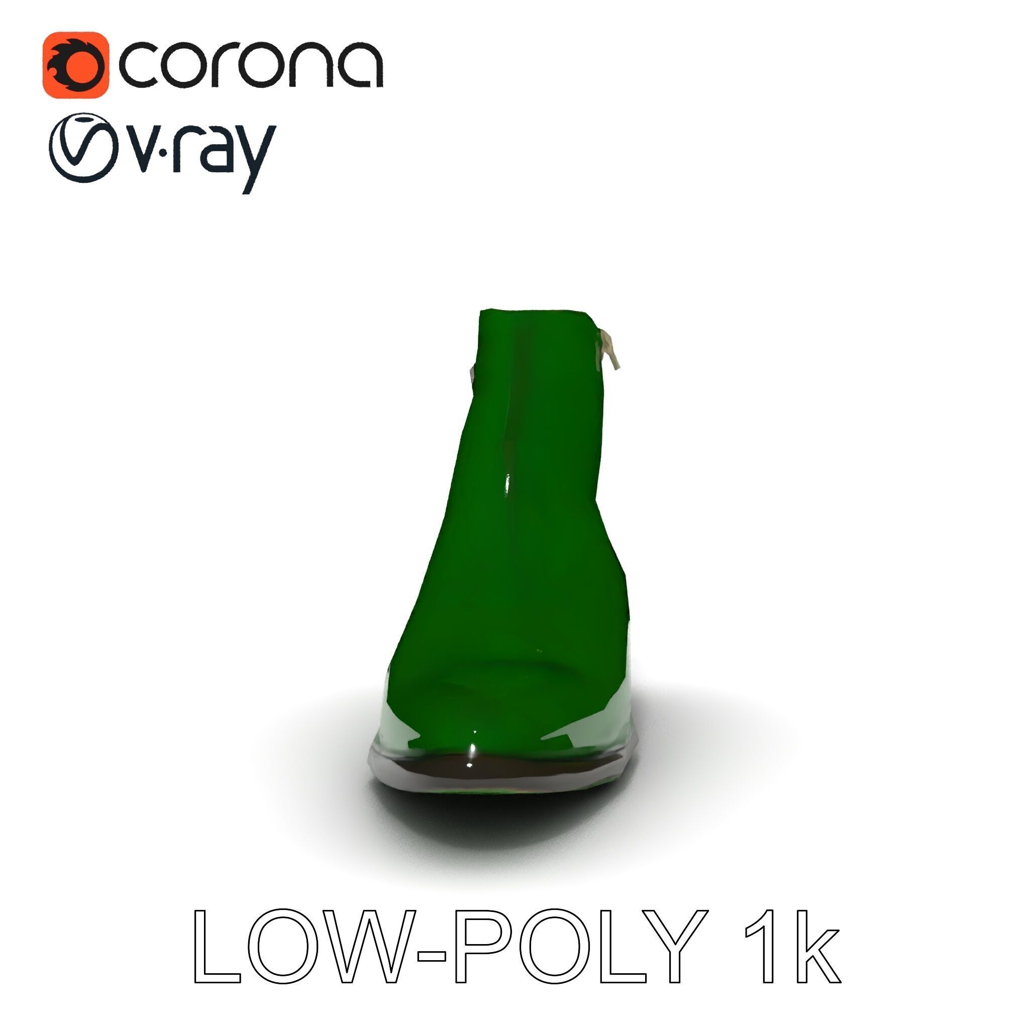 Elegant Green Croc Pattern Ankle Boot D Model Pack Low-poly 3D model_17