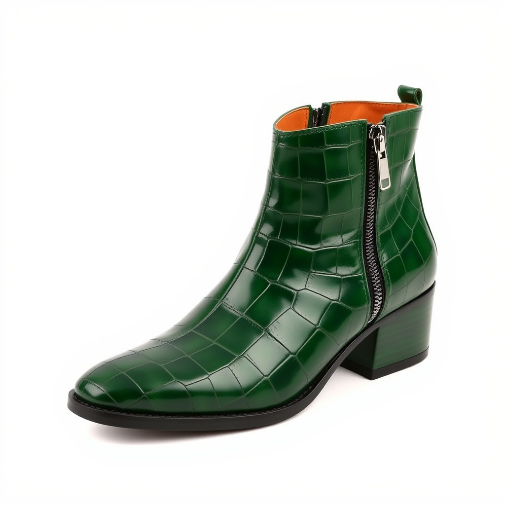 Elegant Green Croc Pattern Ankle Boot D Model Pack Low-poly 3D model_4
